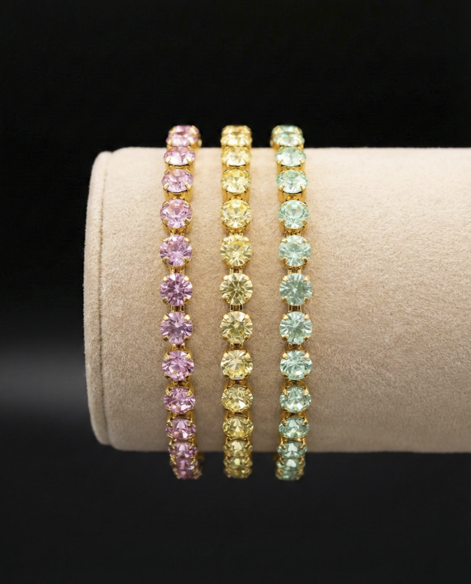 Bracciale Tennis S - Oro GIALLO - CRISOLITE - GIALLO - ROSA CHIARO