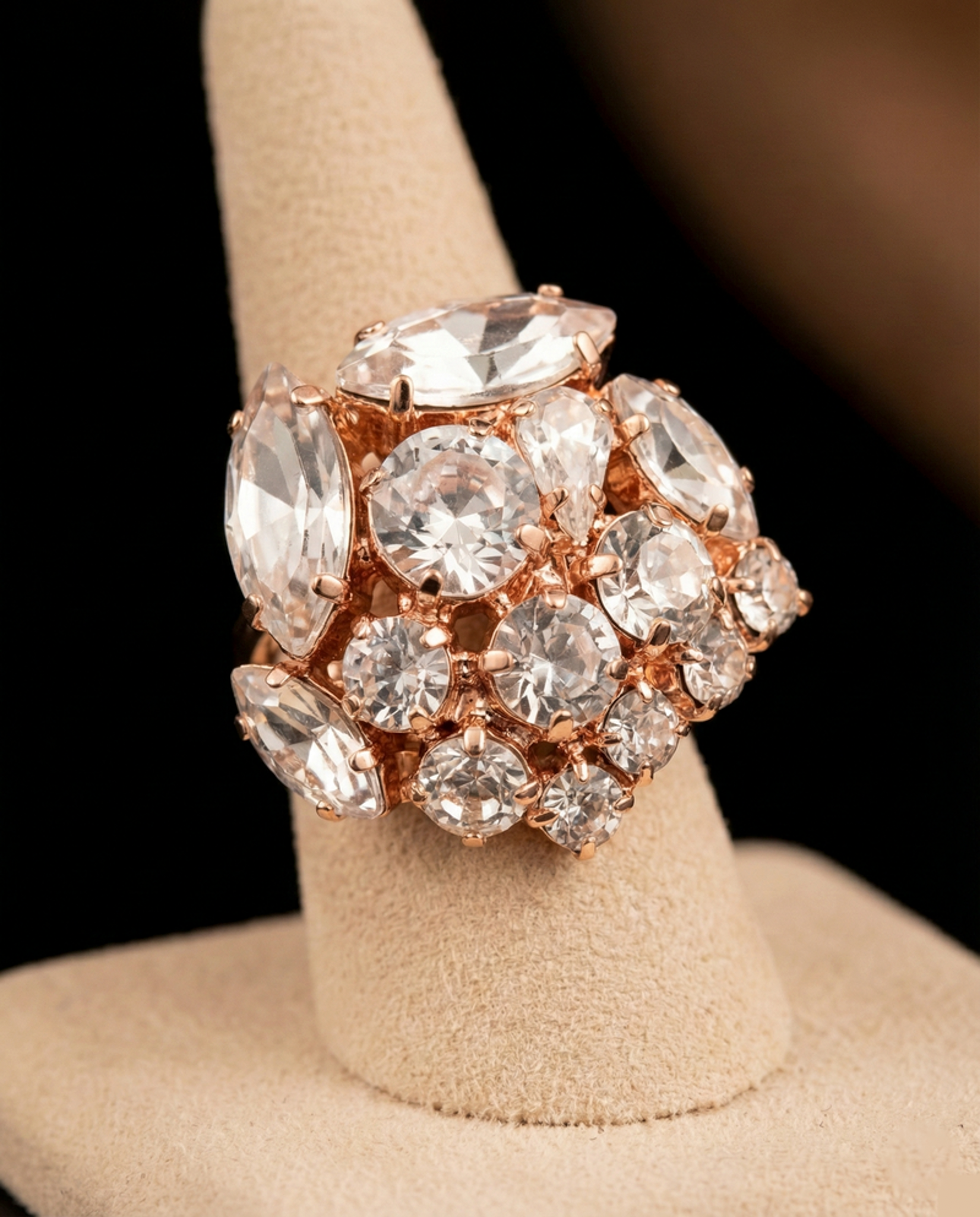 Anello Emme - Oro Rosa - CRYSTAL