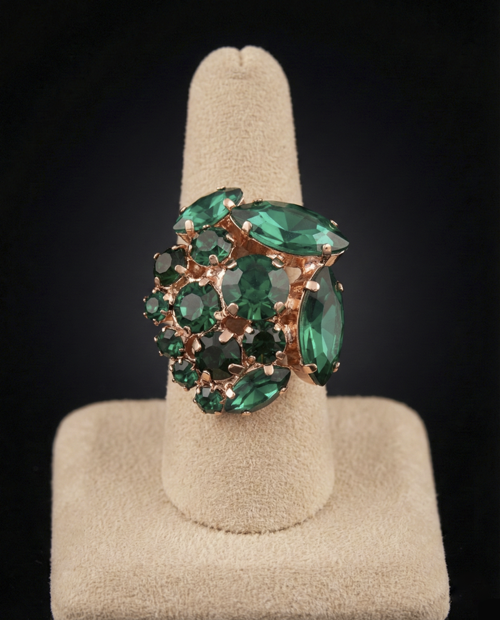 Anello Emme - Oro Rosa - VERDE SMERALDO