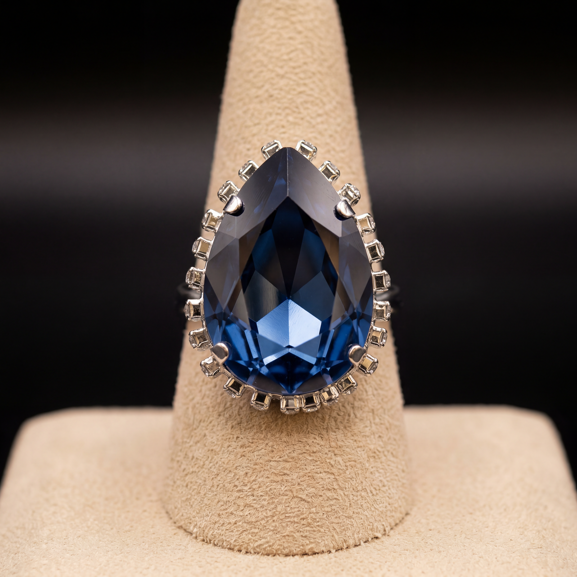 Anello Maxi goccia - Argento - Blu Montana