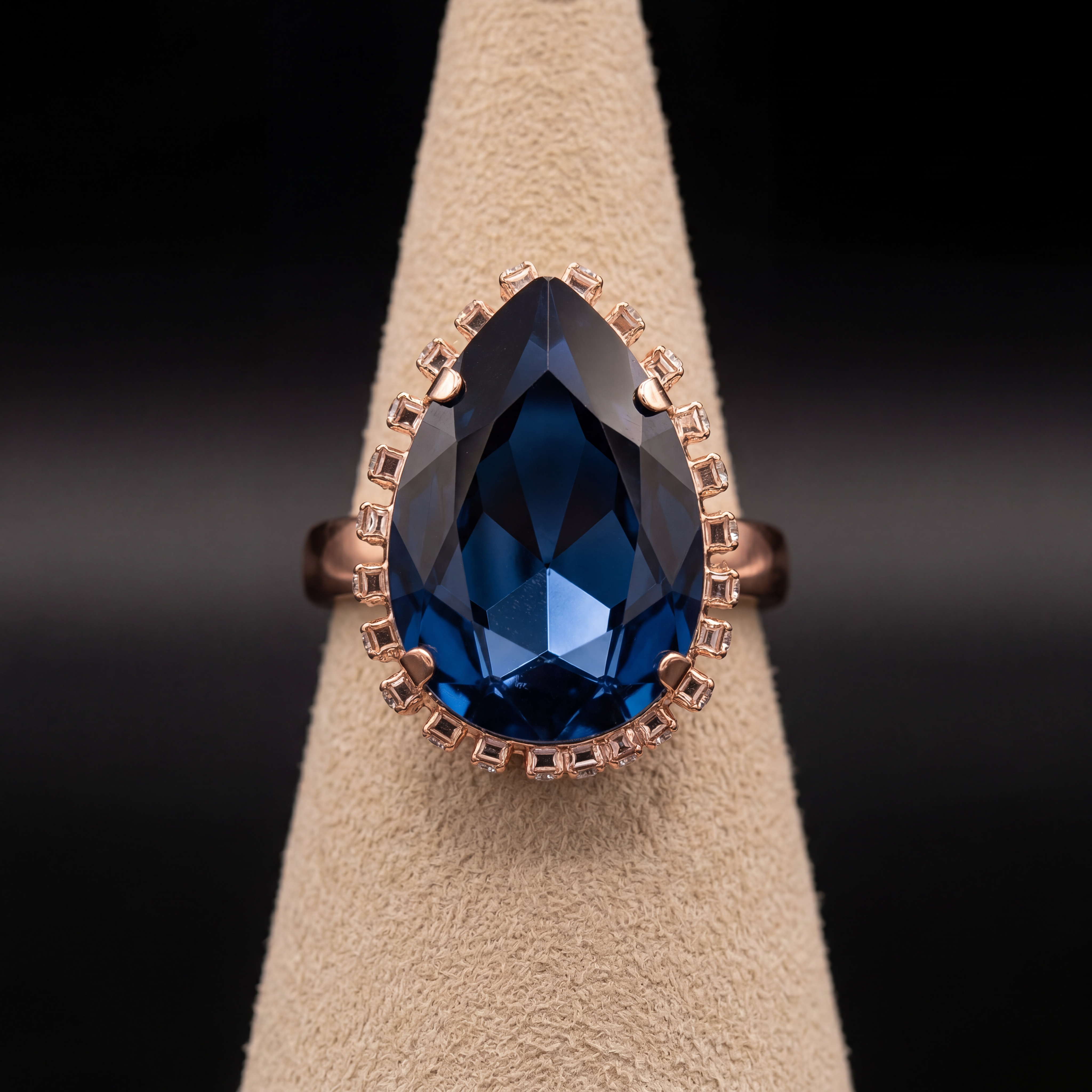 Anello Maxi goccia - Oro Rosa - Blu Montana