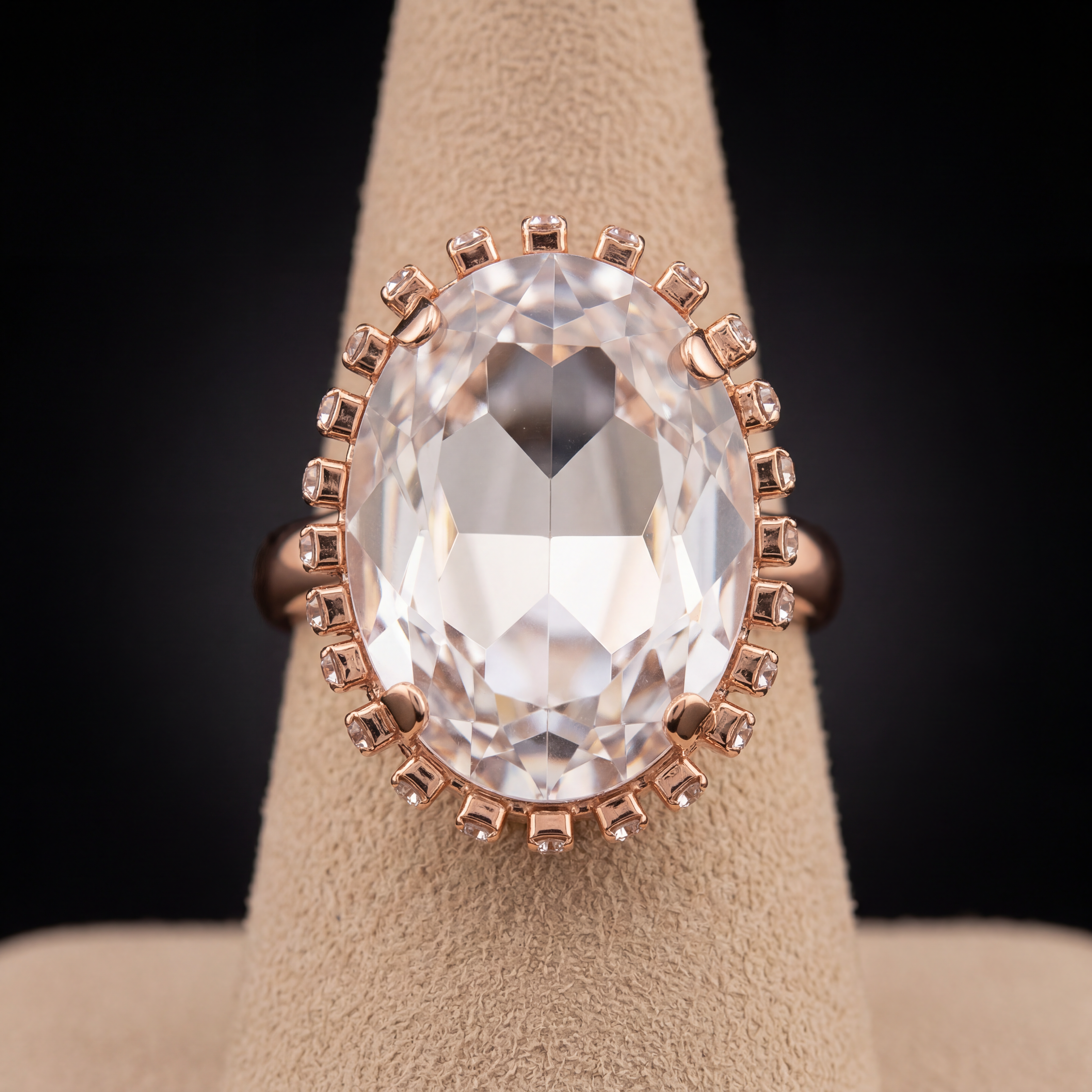 Anello Maxi ovale - Oro Rosa - Anello maxi ovale   crystal