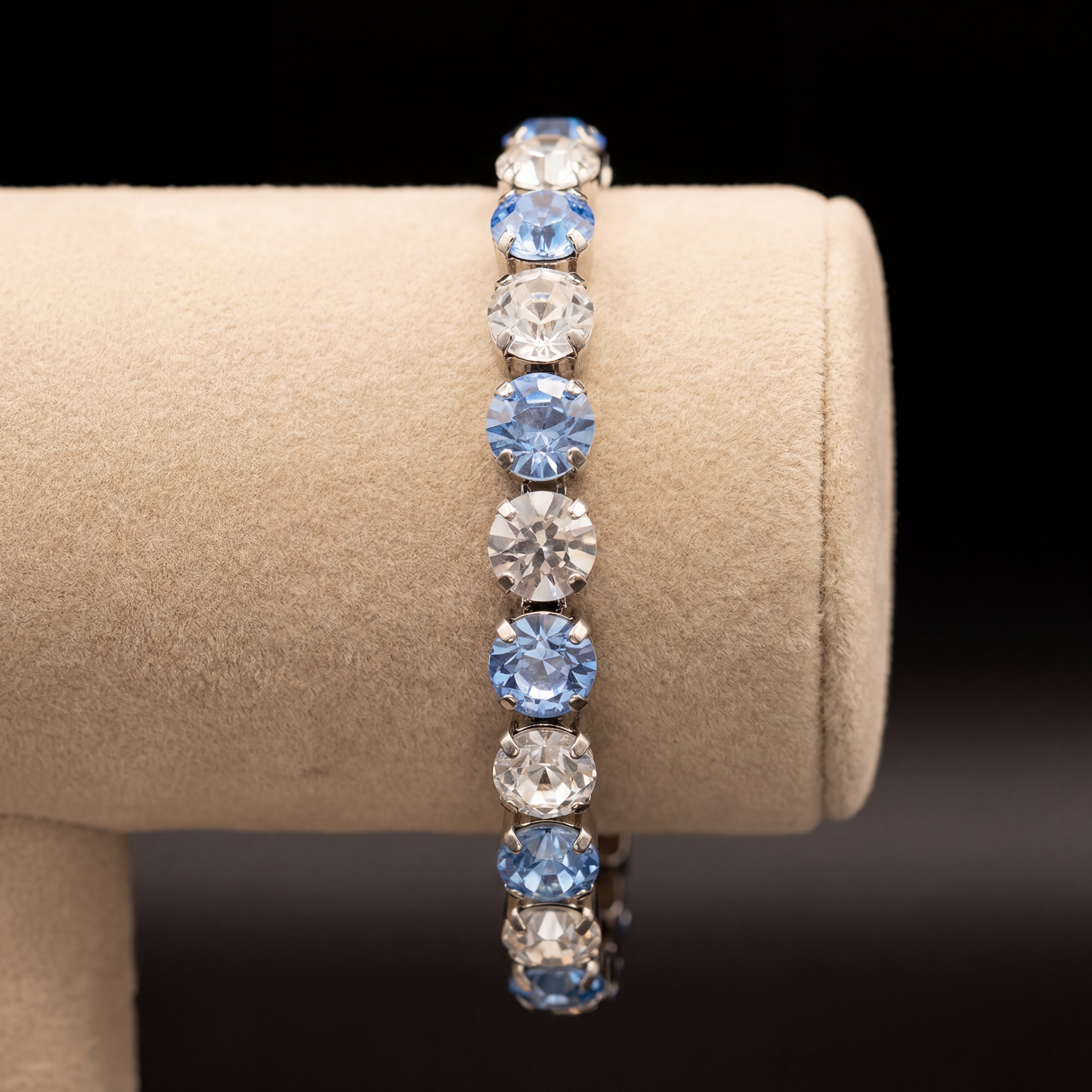 Bracciale Tennis M - Argento - Azzurro Polvere Crystal