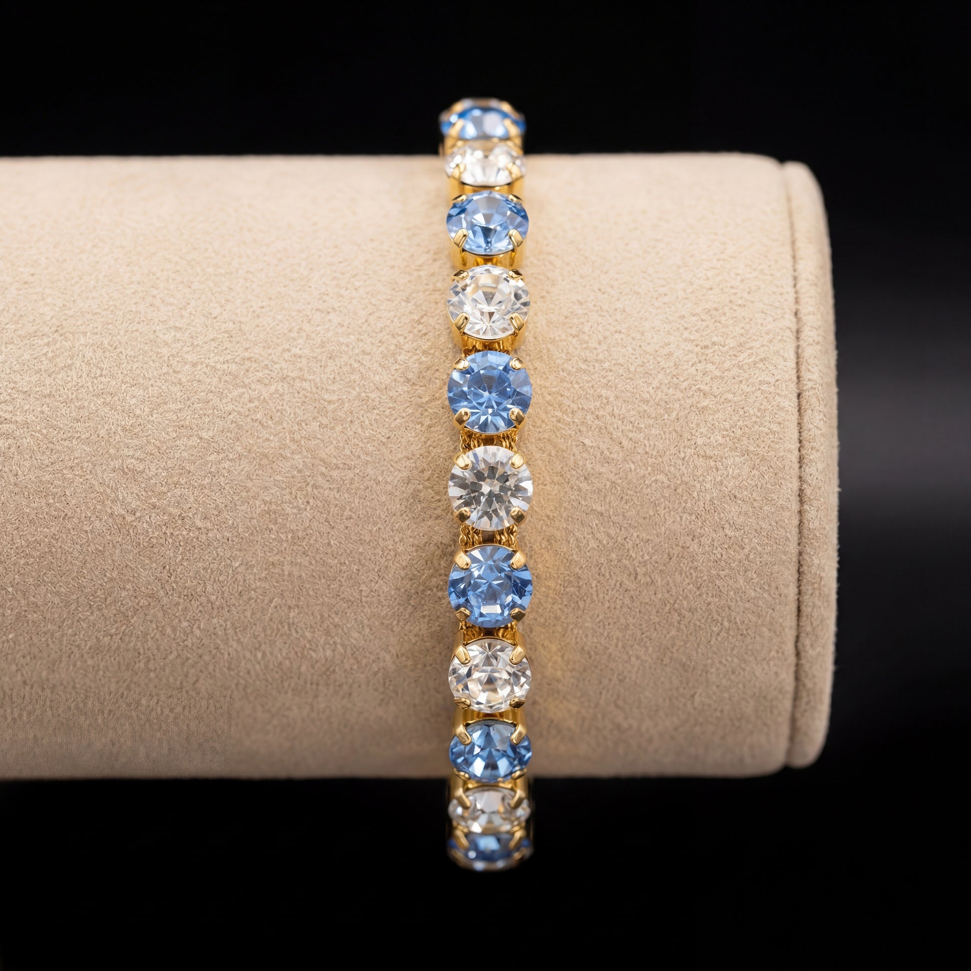 Bracciale Tennis M - Oro Giallo - Azzurro Polvere Crystal