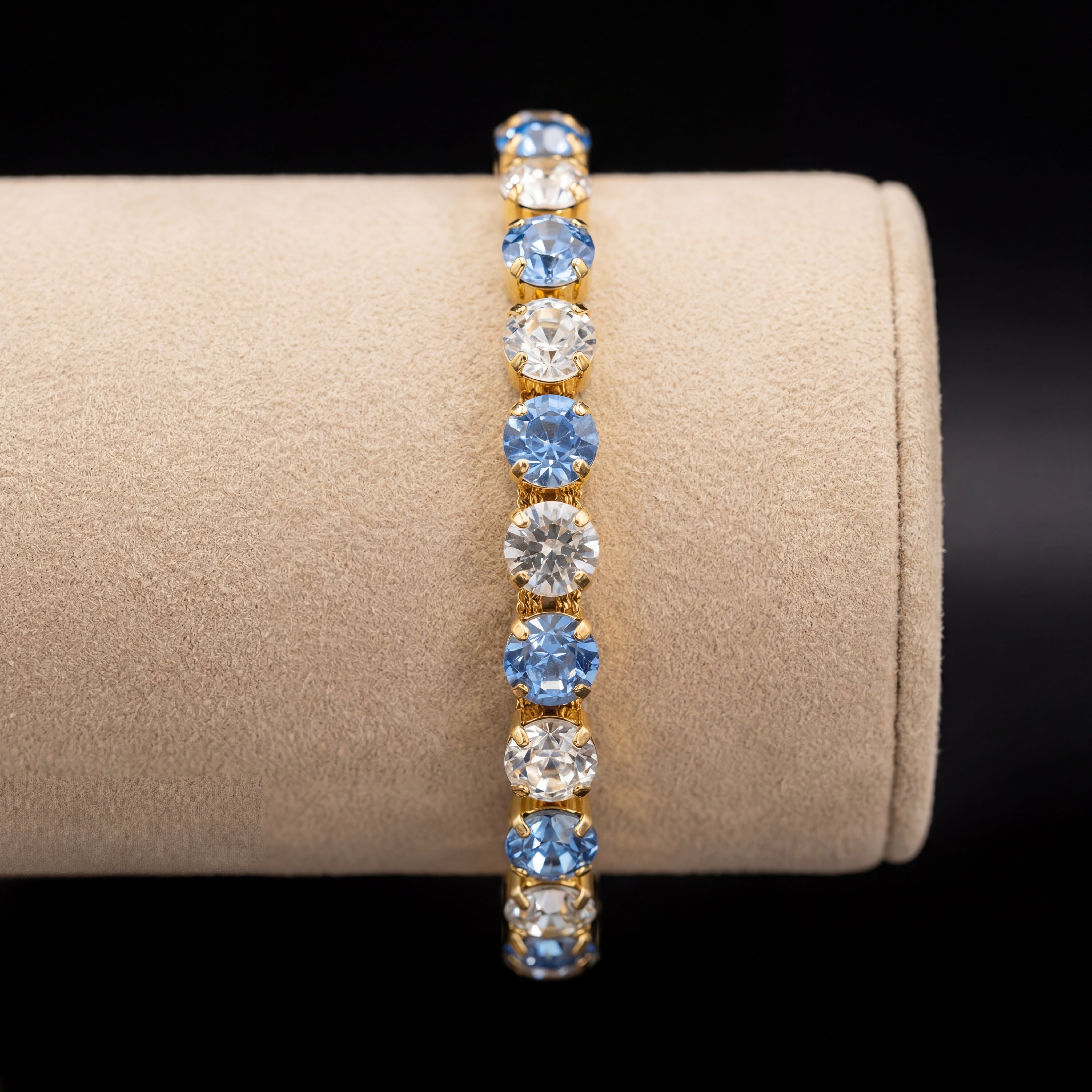Bracciale Tennis M - Oro Giallo - Azzurro Polvere Crystal