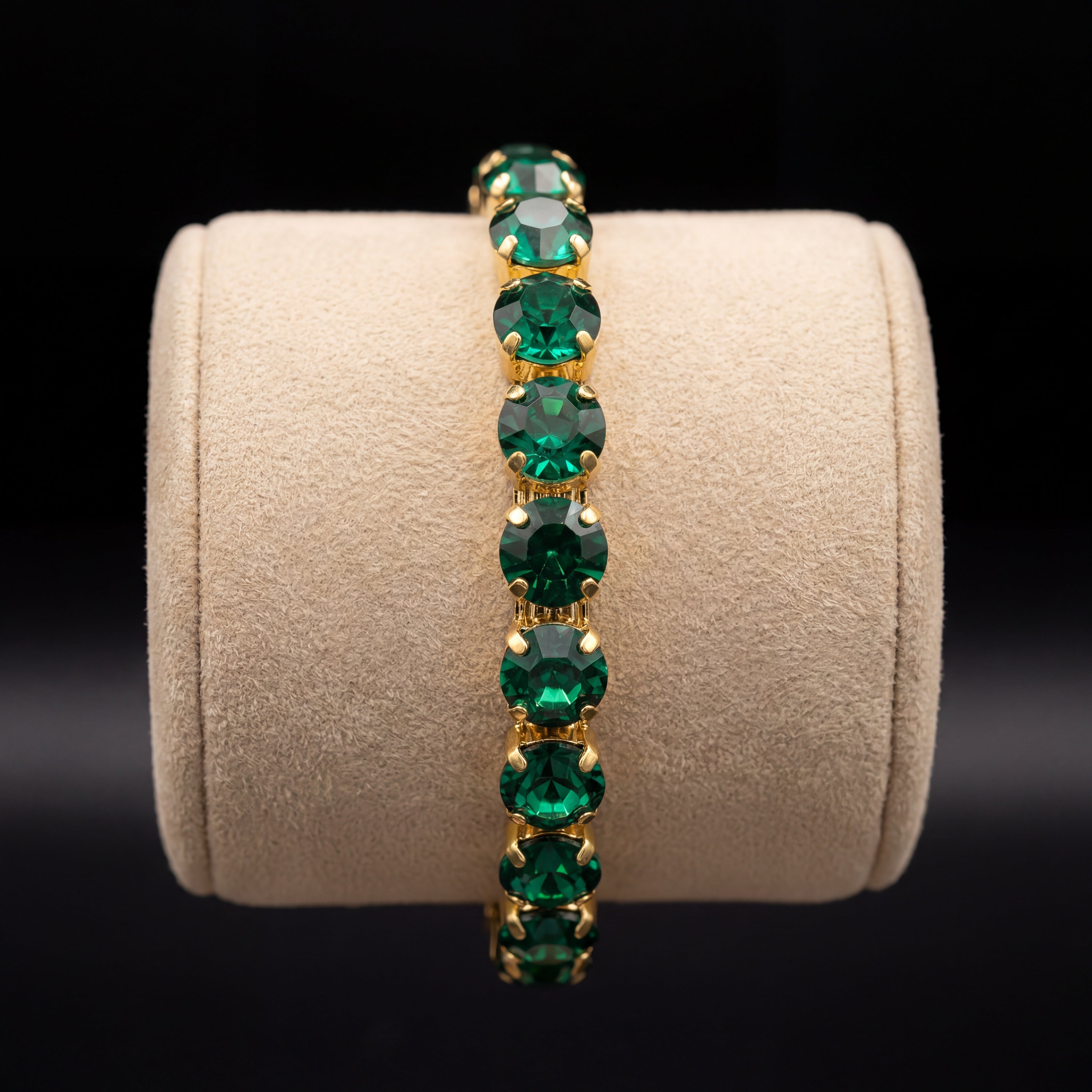 Bracciale Tennis M - Oro Giallo - Verde Smeraldo