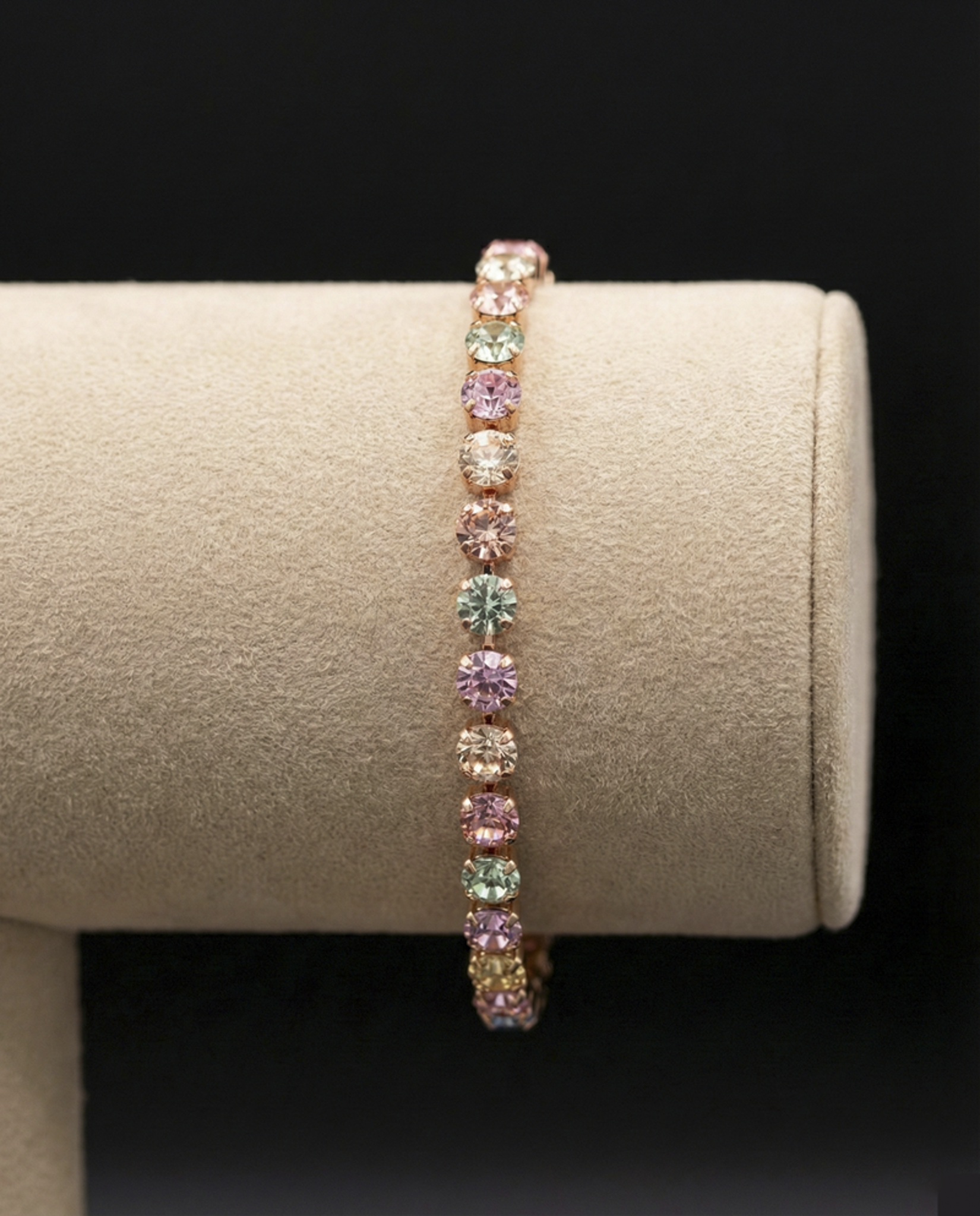Bracciale Tennis S - Oro Rosa - CRISOLITE + PESCA CHIARO + ROSA