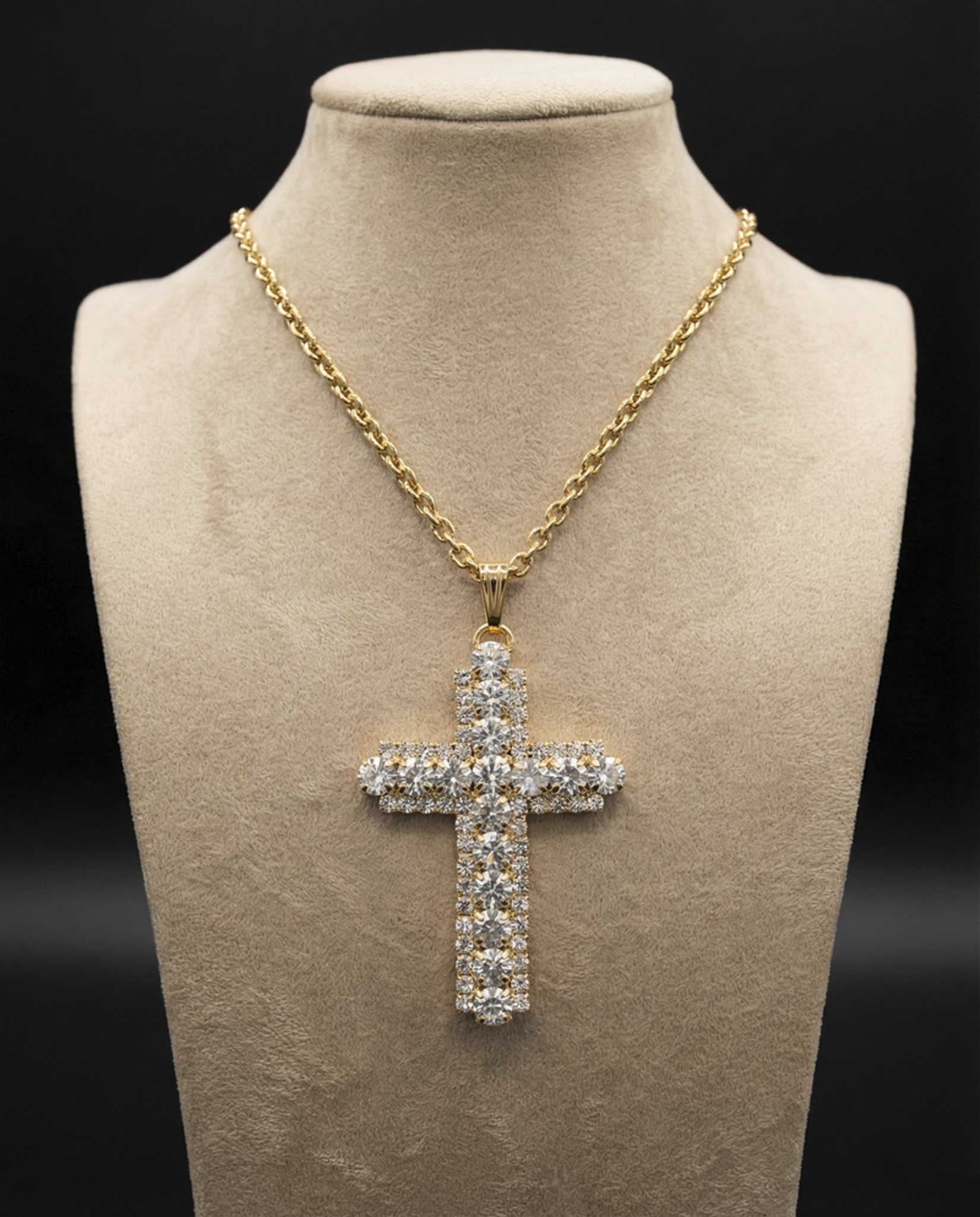 Croce strass - Oro Giallo - CRYSTAL