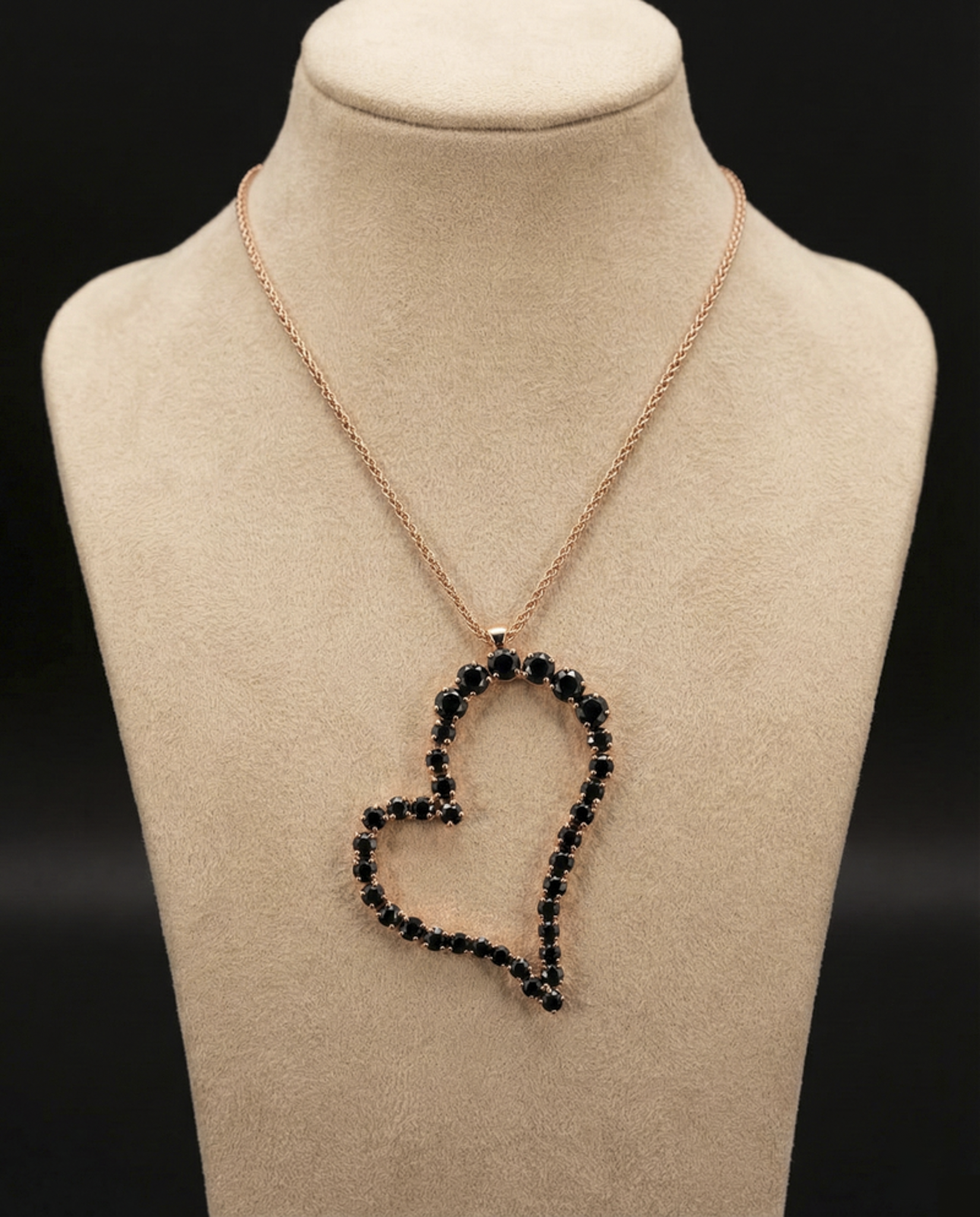 Cuore collana - Oro Rosa - Black