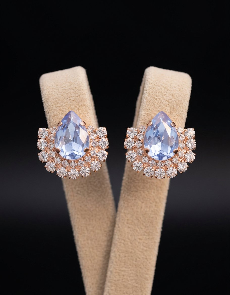 Eira orecchini ORO ROSA AZZURRO POLVERE CRYSTAL