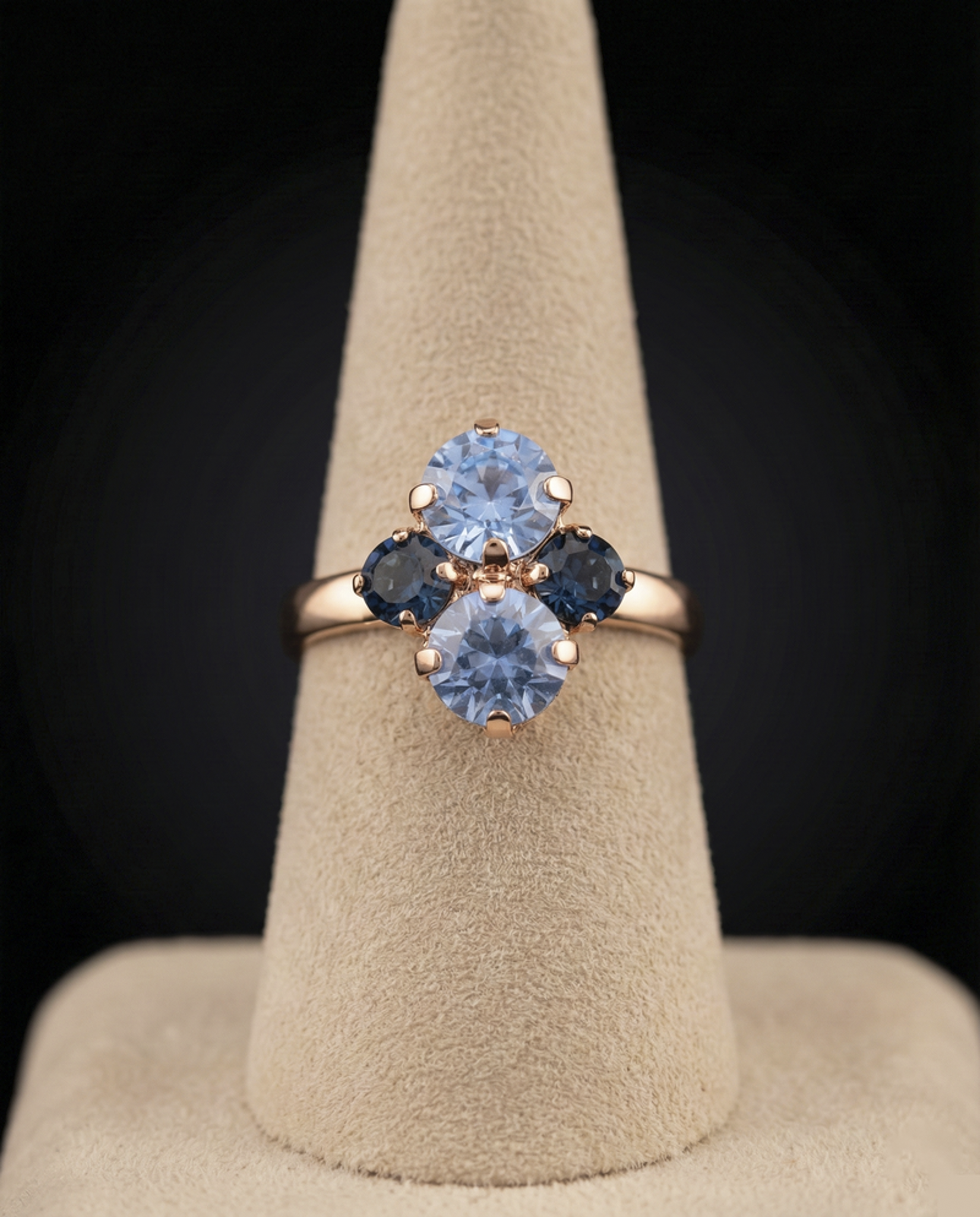 Elara anello - Oro Rosa - AZZURRO POLVERE, BLU MONTANA