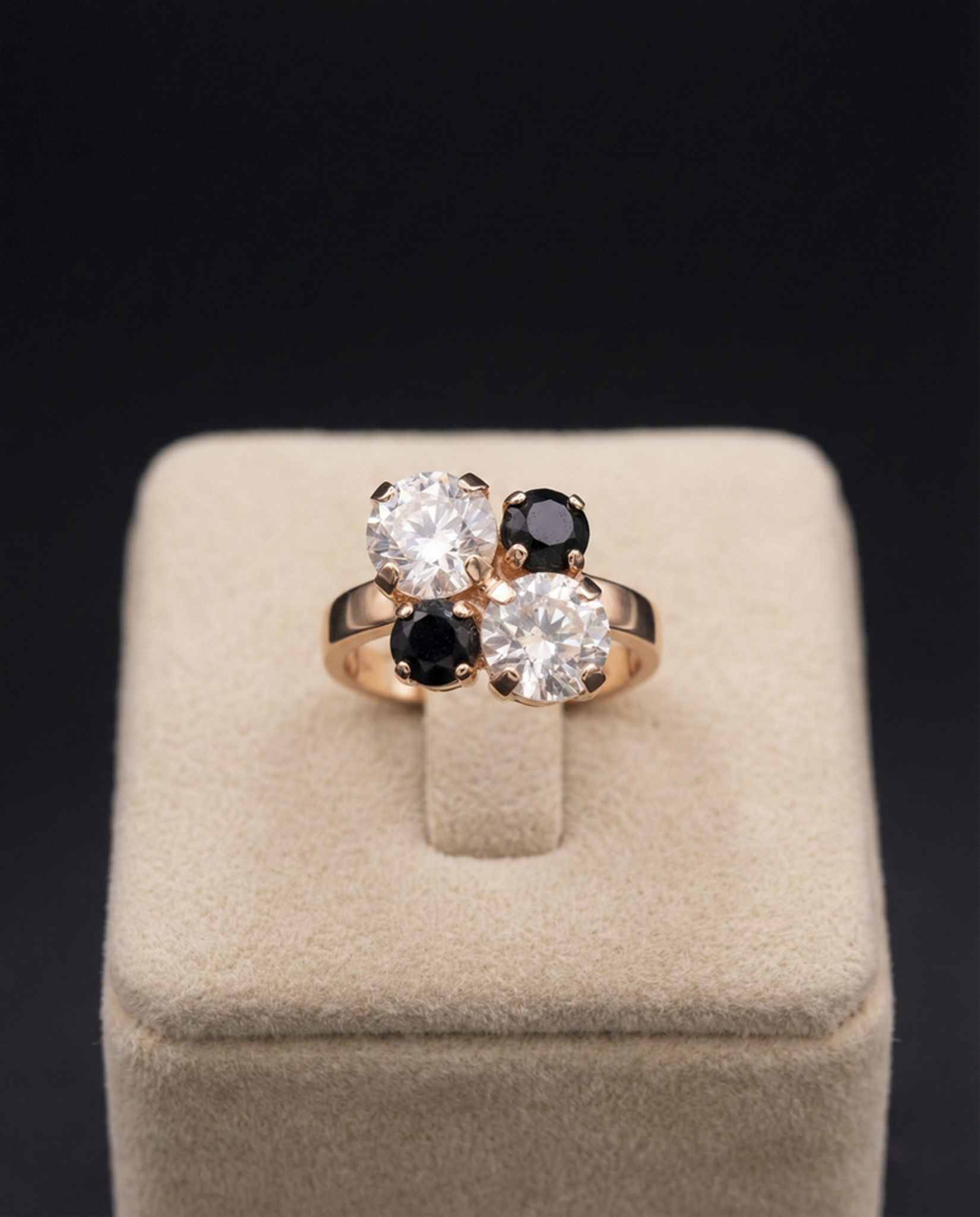 Elara anello - Oro Rosa - CRYSTAL NERO