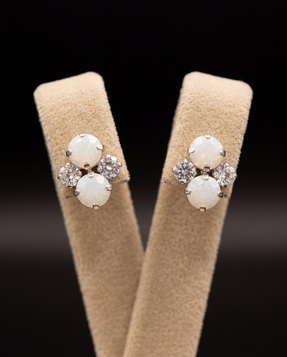 Elara orecchini ARGENTO BIANCO OPALE+ CRYSTAL