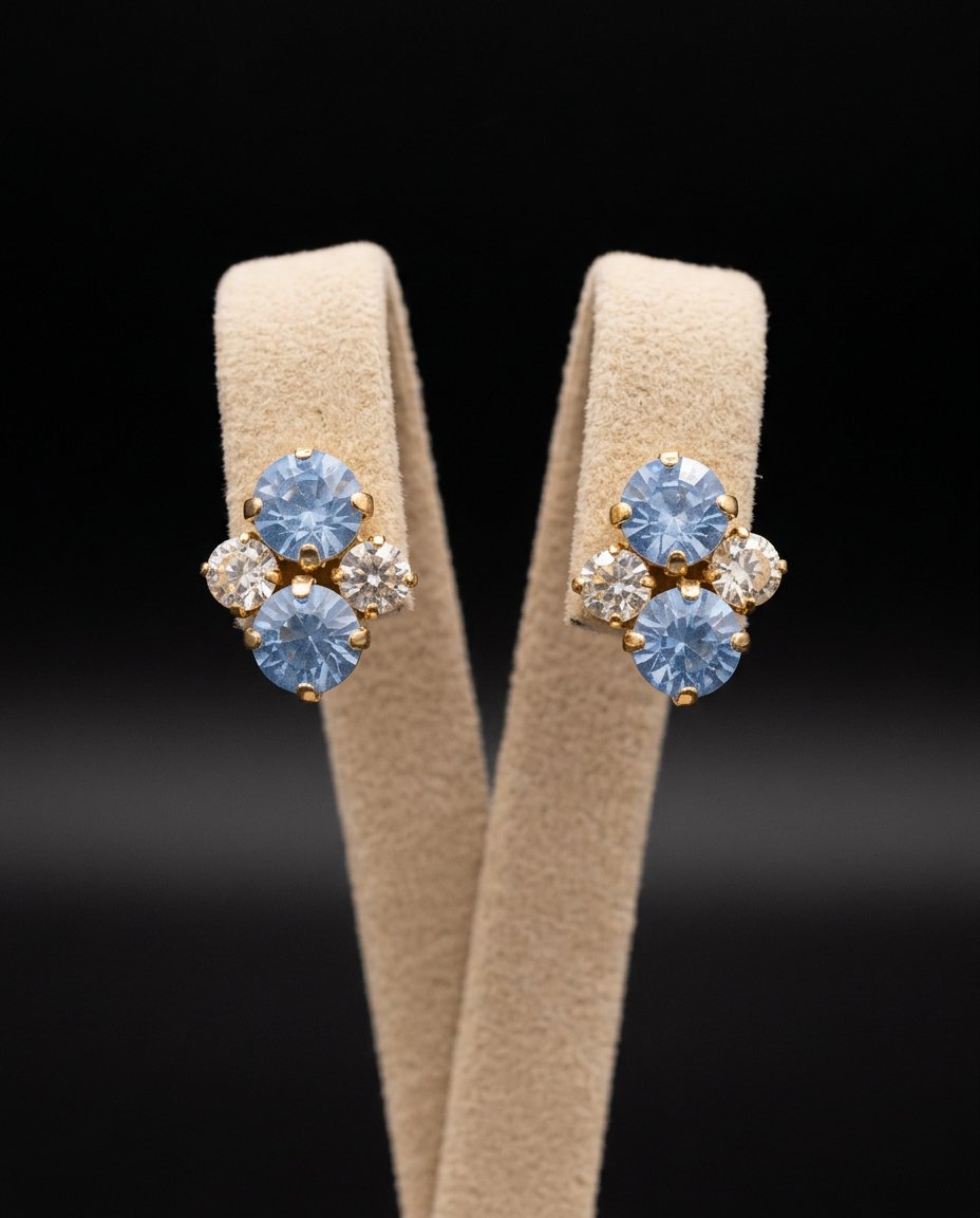 Elara orecchini ORO GIALLO AZZURRO POLVERE + CRYSTAL