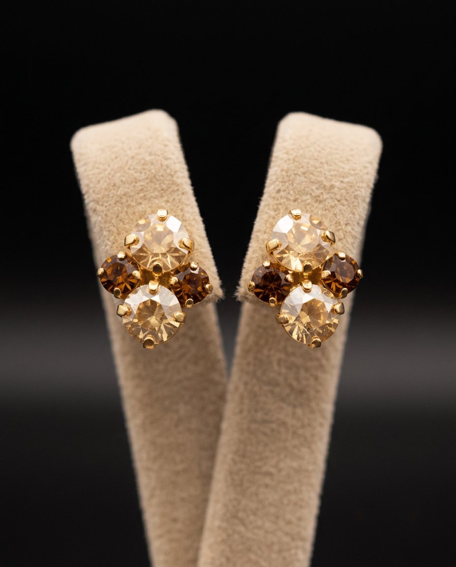Elara orecchini ORO GIALLO GOLD + TOPAZIO SCURO