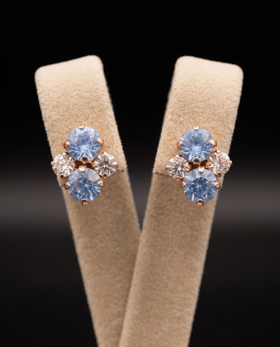 Elara orecchini ORO ROSA AZZURRO POLVERE + CRYSTAL