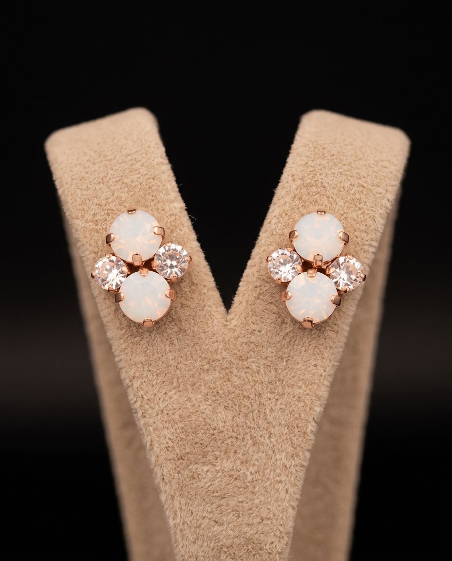 Elara orecchini ORO ROSA BIANCO OPALE+ CRYSTAL
