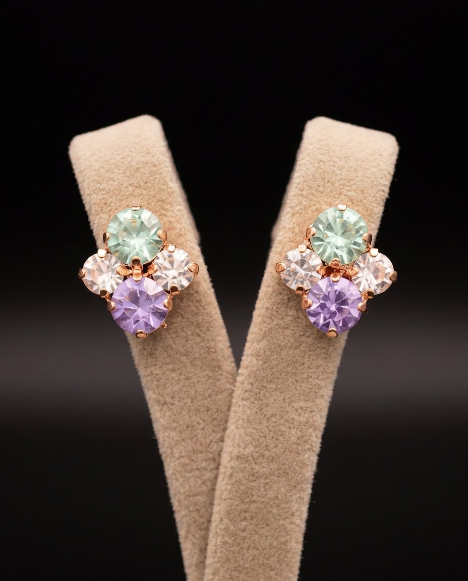 Elara orecchini ORO ROSA CRISOLITE + CRYSTAL + VIOLET