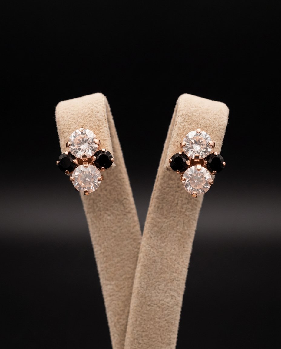 Elara orecchini ORO ROSA CRYSTAL NERO