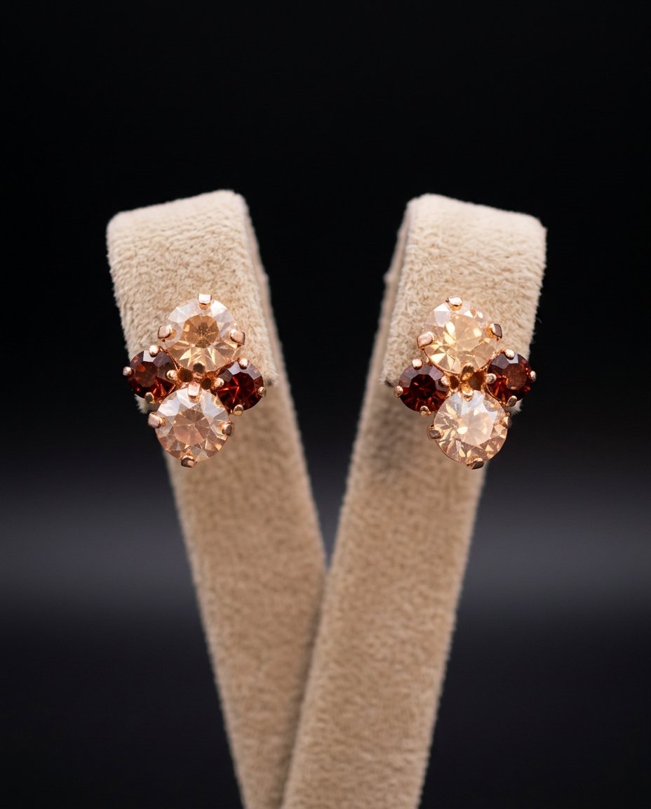Elara orecchini ORO ROSA GOLD + TOPAZIO SCURO