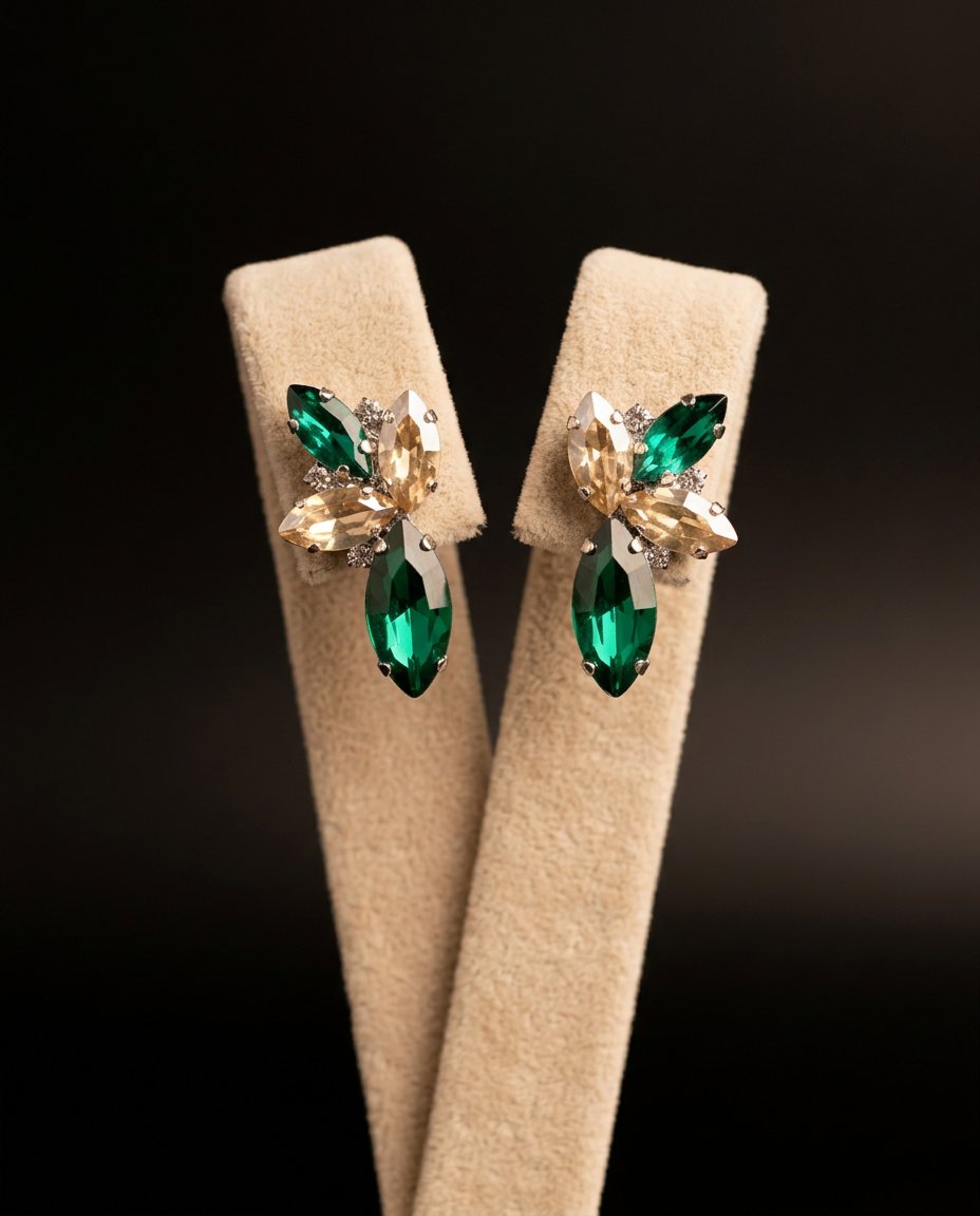 Elisia orecchini ARGENTO GOLD + VERDE SMERALDO