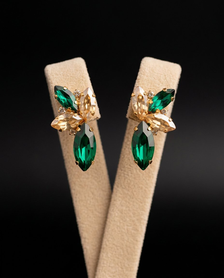 Elisia orecchini ORO GIALLO GOLD + VERDE SMERALDO
