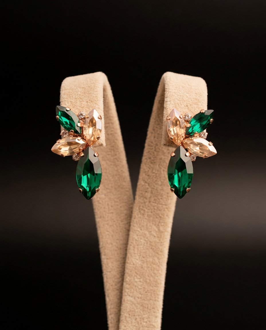 Elisia orecchini ORO ROSA GOLD + VERDE SMERALDO