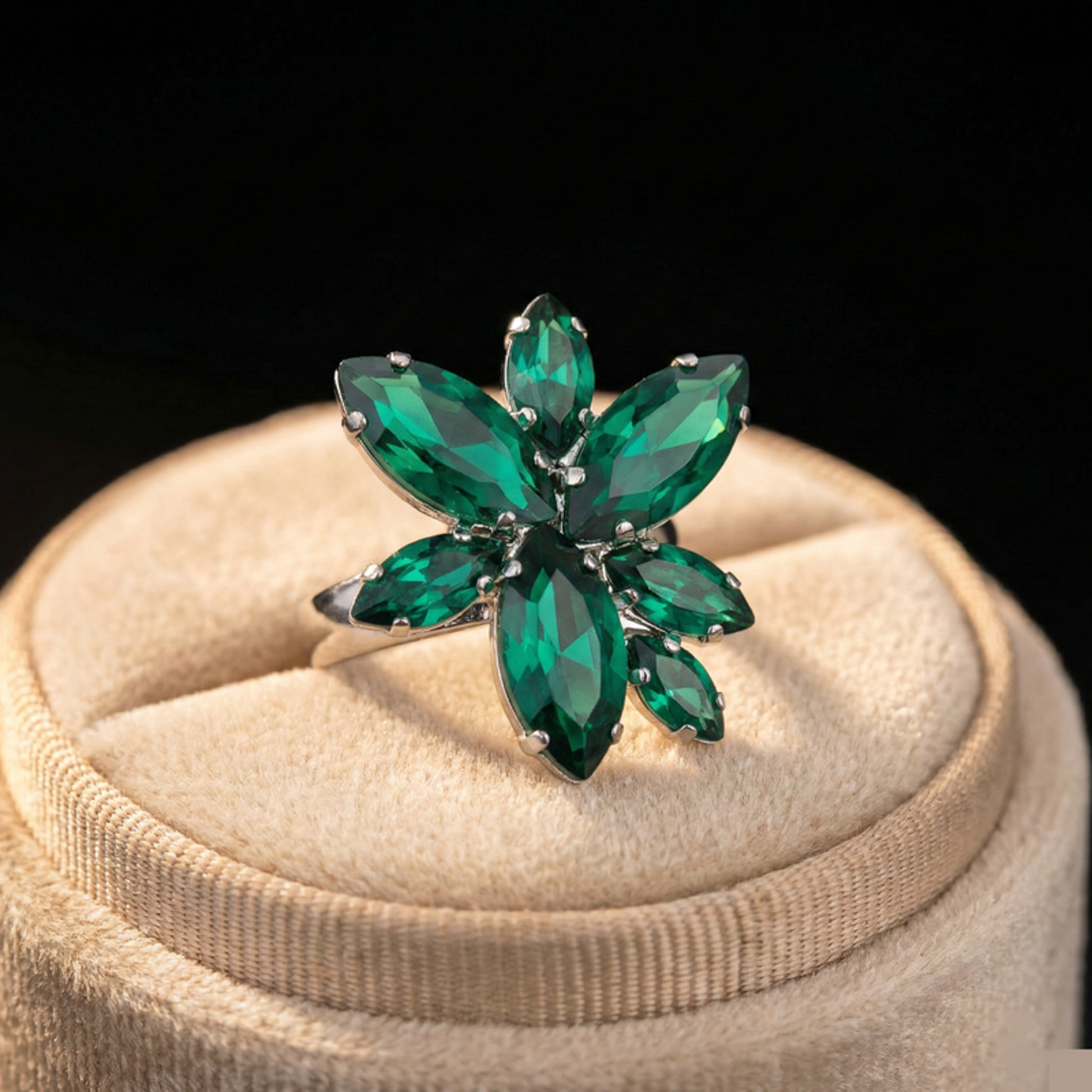 Flos anello - Silver - VERDE SMERALDO