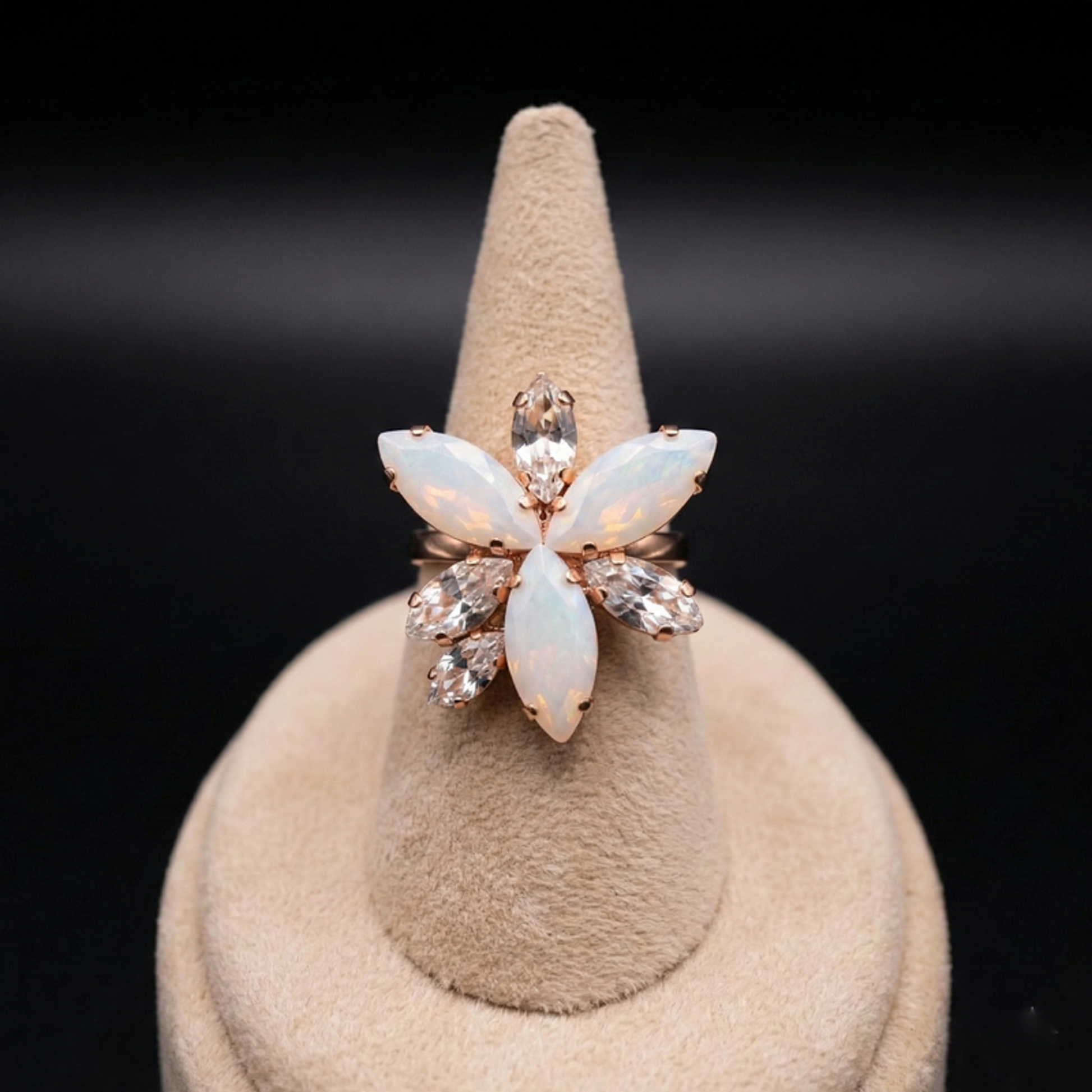 Flos anello - Oro Rosa - BIANCO OPALE, CRYSTAL