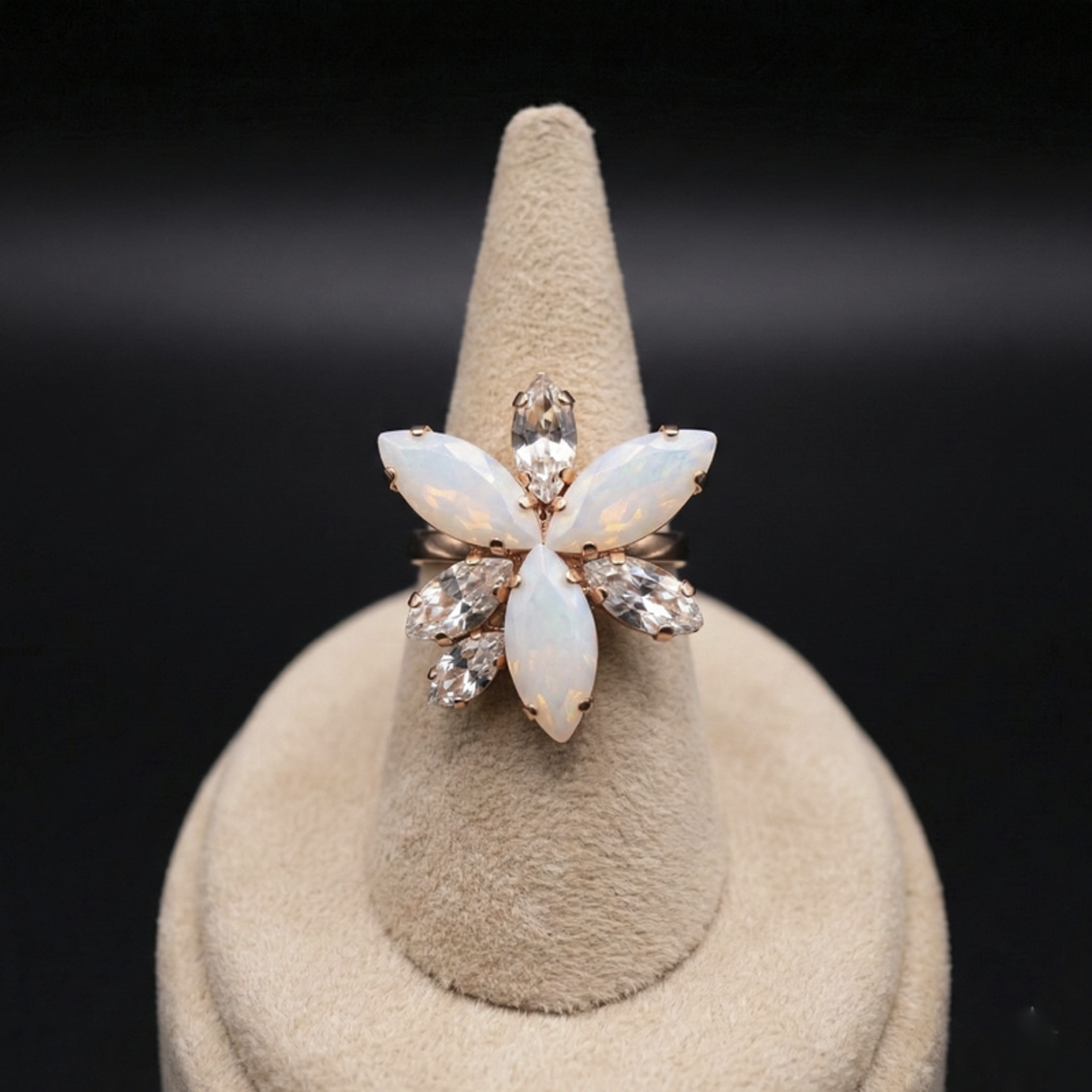 Flos anello - Oro Rosa - BIANCO OPALE, CRYSTAL