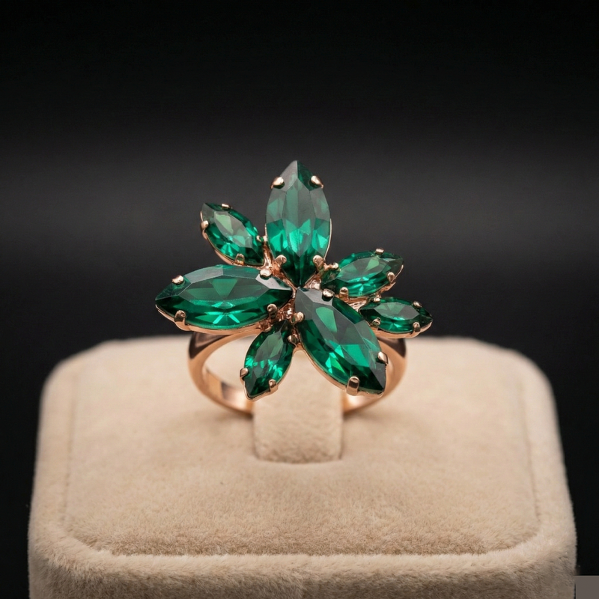 Flos anello - Oro Rosa - VERDE SMERALDO