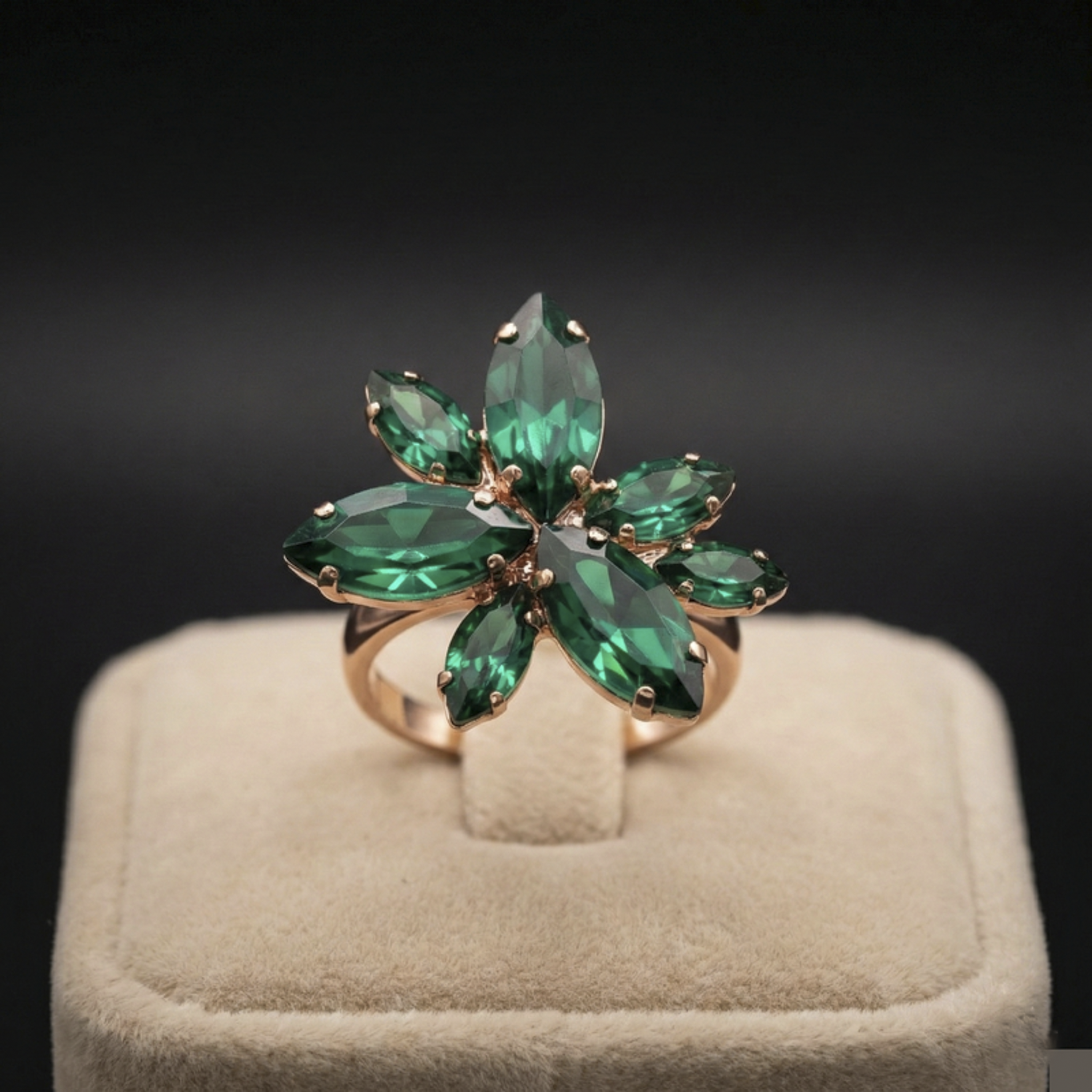 Flos anello - Oro Rosa - VERDE SMERALDO