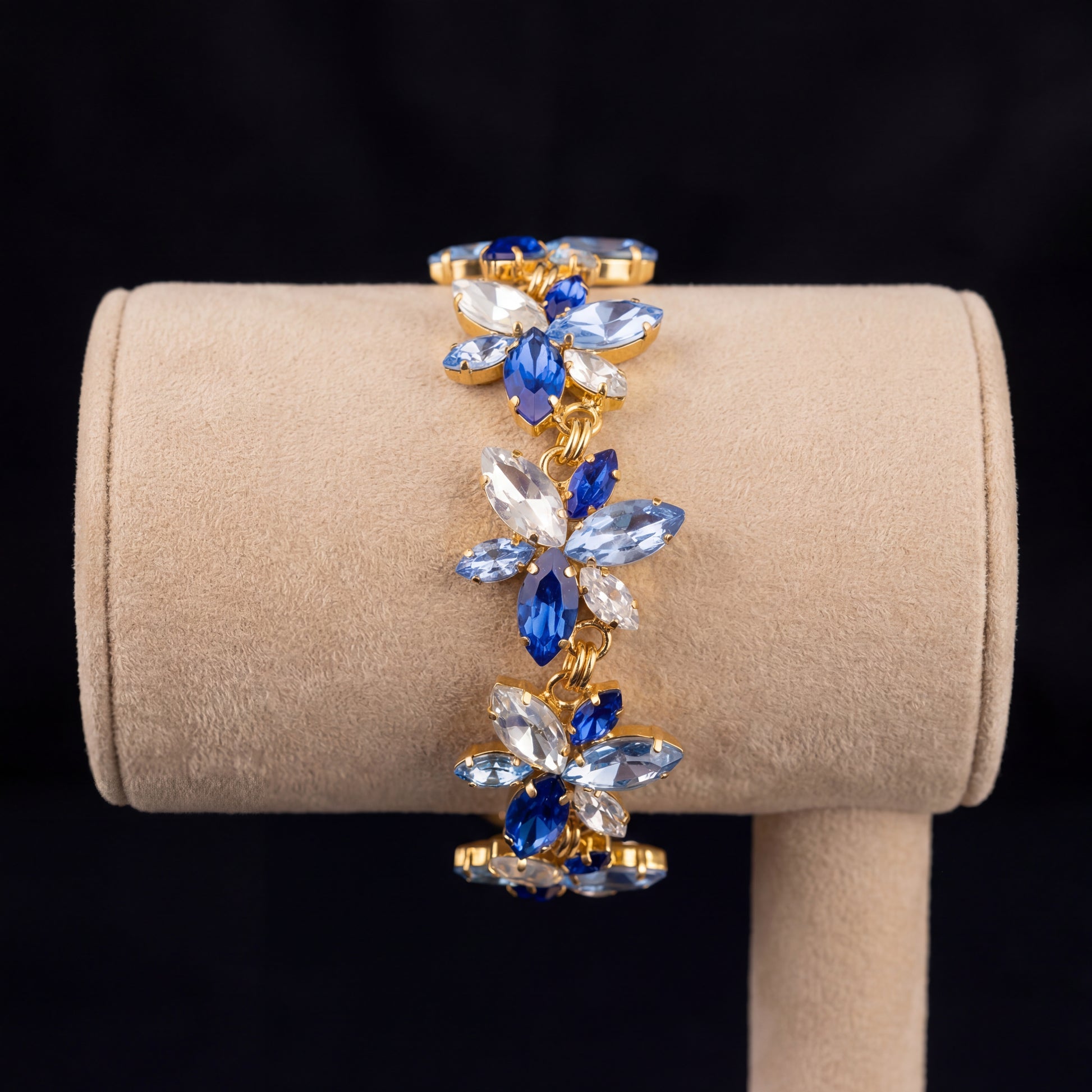 Flos bracciale - Oro Giallo - AZZURRO POLVERE + CRYSTAL + ZAFFIRO