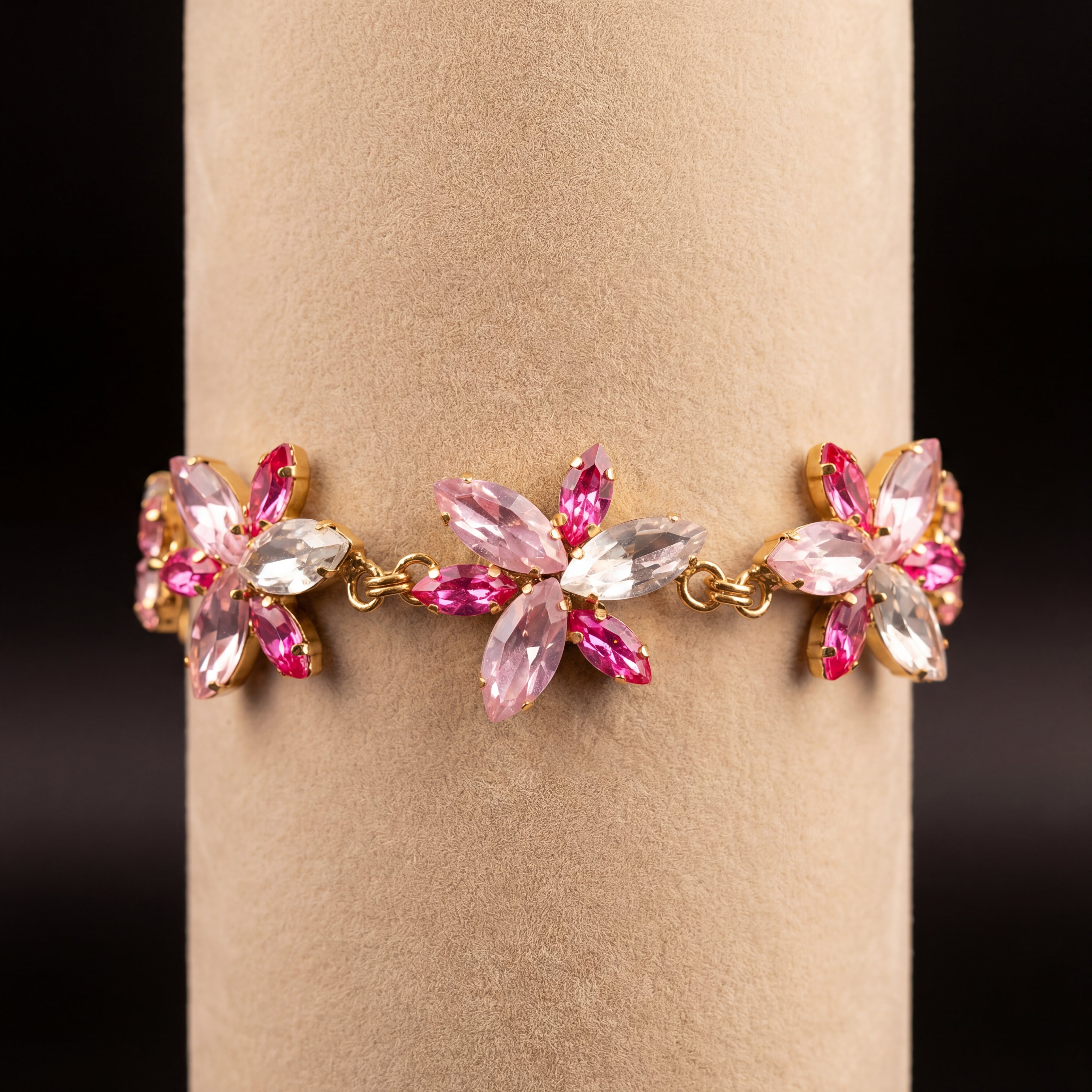 Flos bracciale - Oro Giallo - CRYSTAL + FUXIA CHIARO + ROSA CHIARO