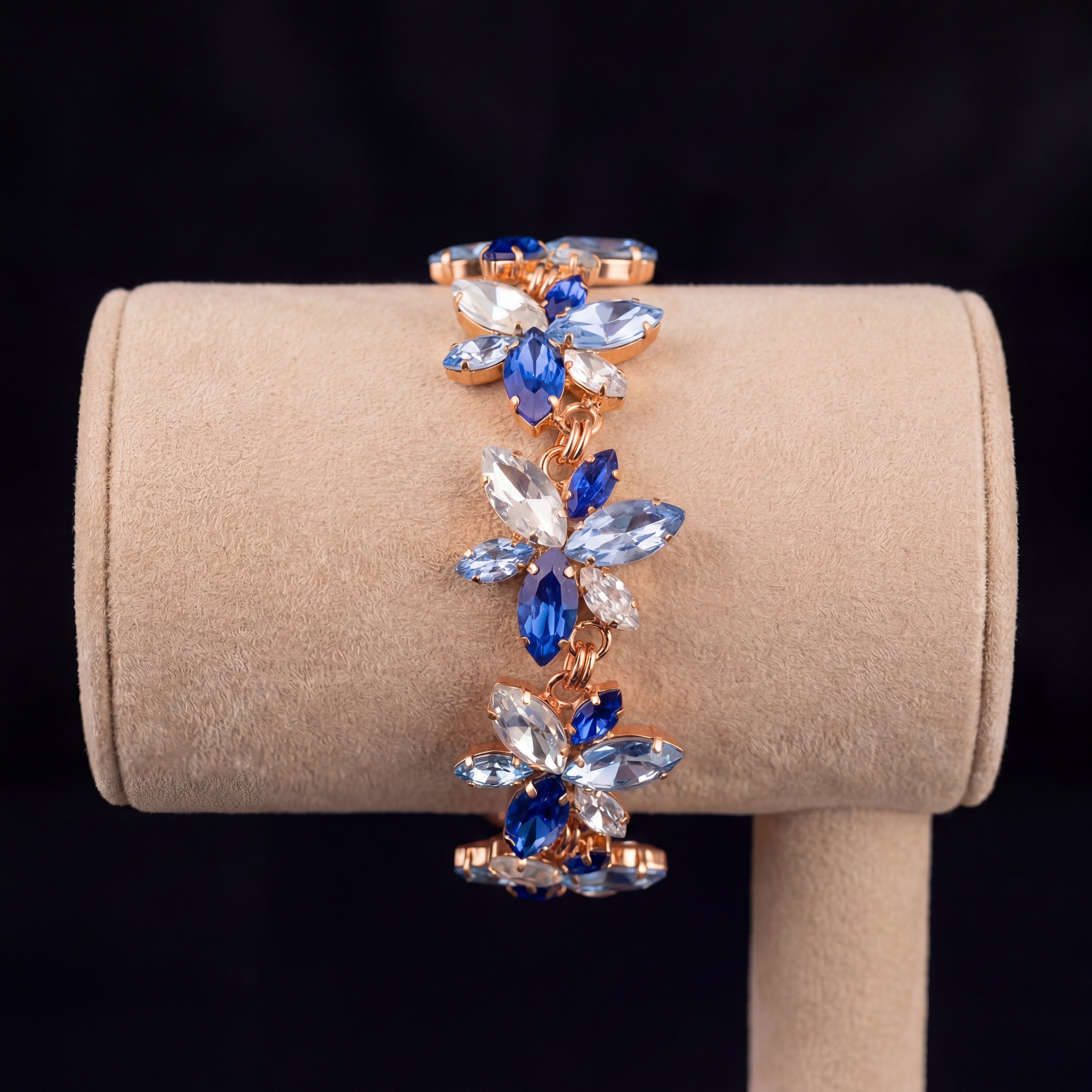 Flos bracciale - Oro Rosa - AZZURRO POLVERE + CRYSTAL + ZAFFIRO