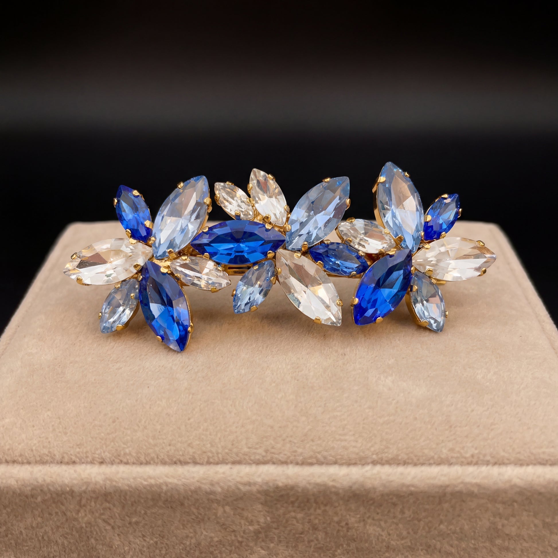 Flos spilla - Oro Giallo - Azzurro Polvere Crystal Zaffiro