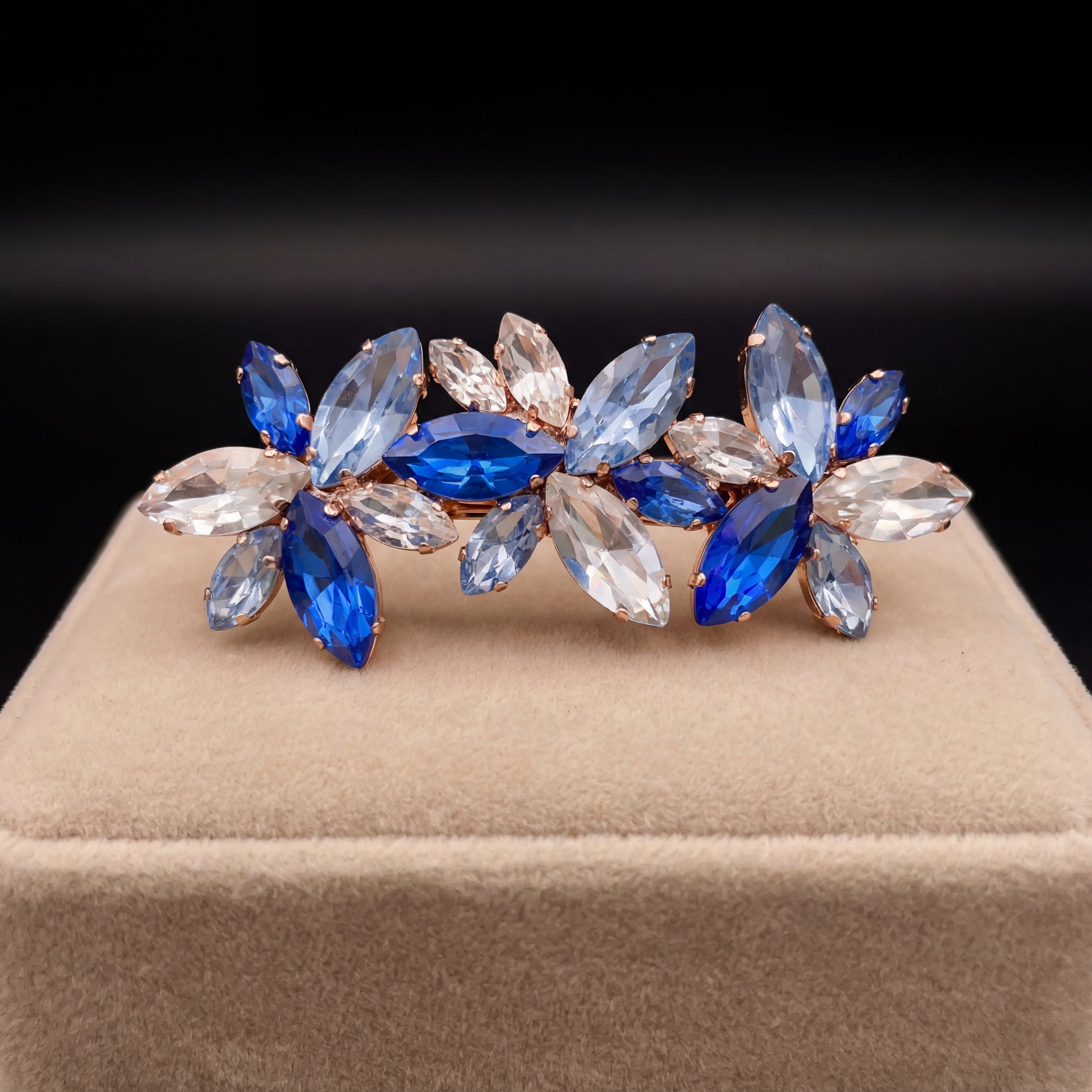 Flos spilla - Oro Rosa - Azzurro Polvere Crystal Zaffiro