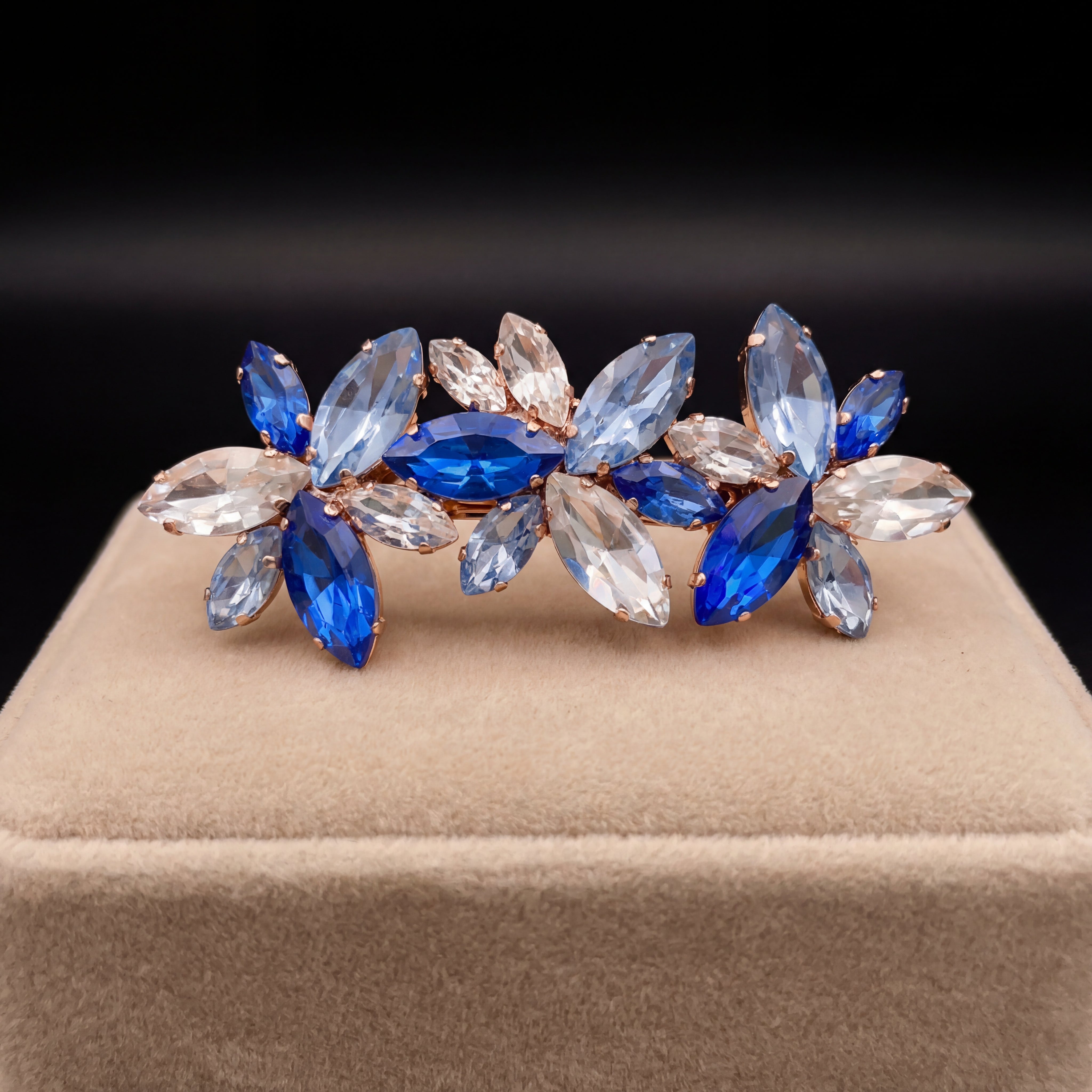 Flos spilla - Oro Rosa - Azzurro Polvere Crystal Zaffiro