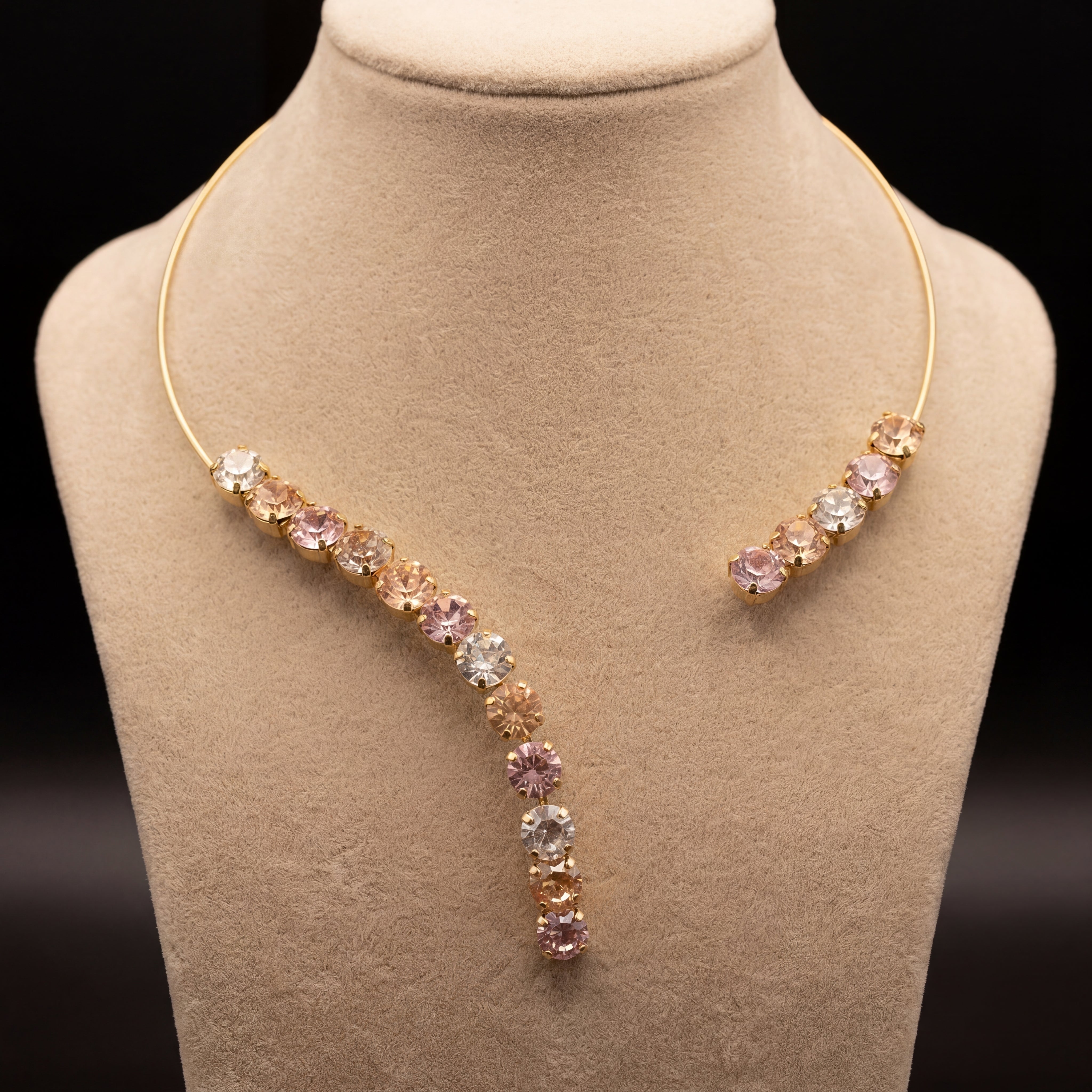 Freya collarino - Oro Giallo - CRYSTAL + PESCA CHIARO + ROSA CHIARO