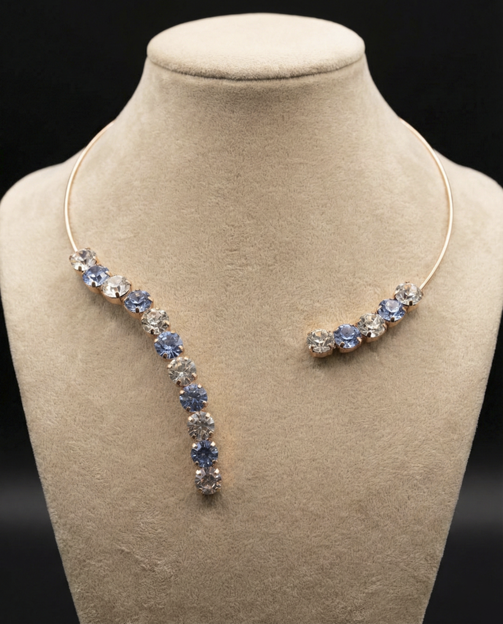 Freya collarino - Oro Rosa - AZZURRO POLVERE CRYSTAL