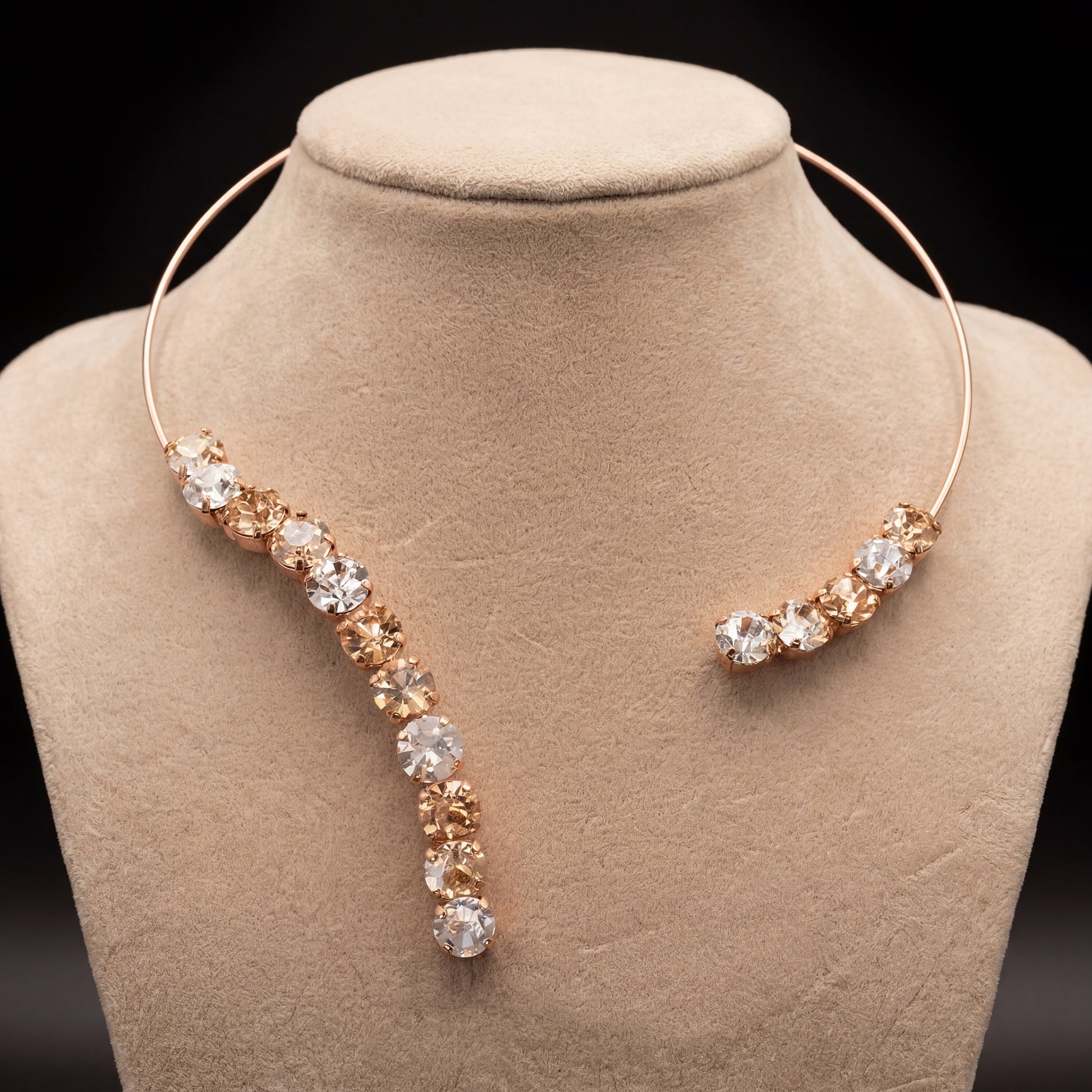 Freya collarino - Oro Rosa - CRYSTAL + GOLD + PESCA CHIARO