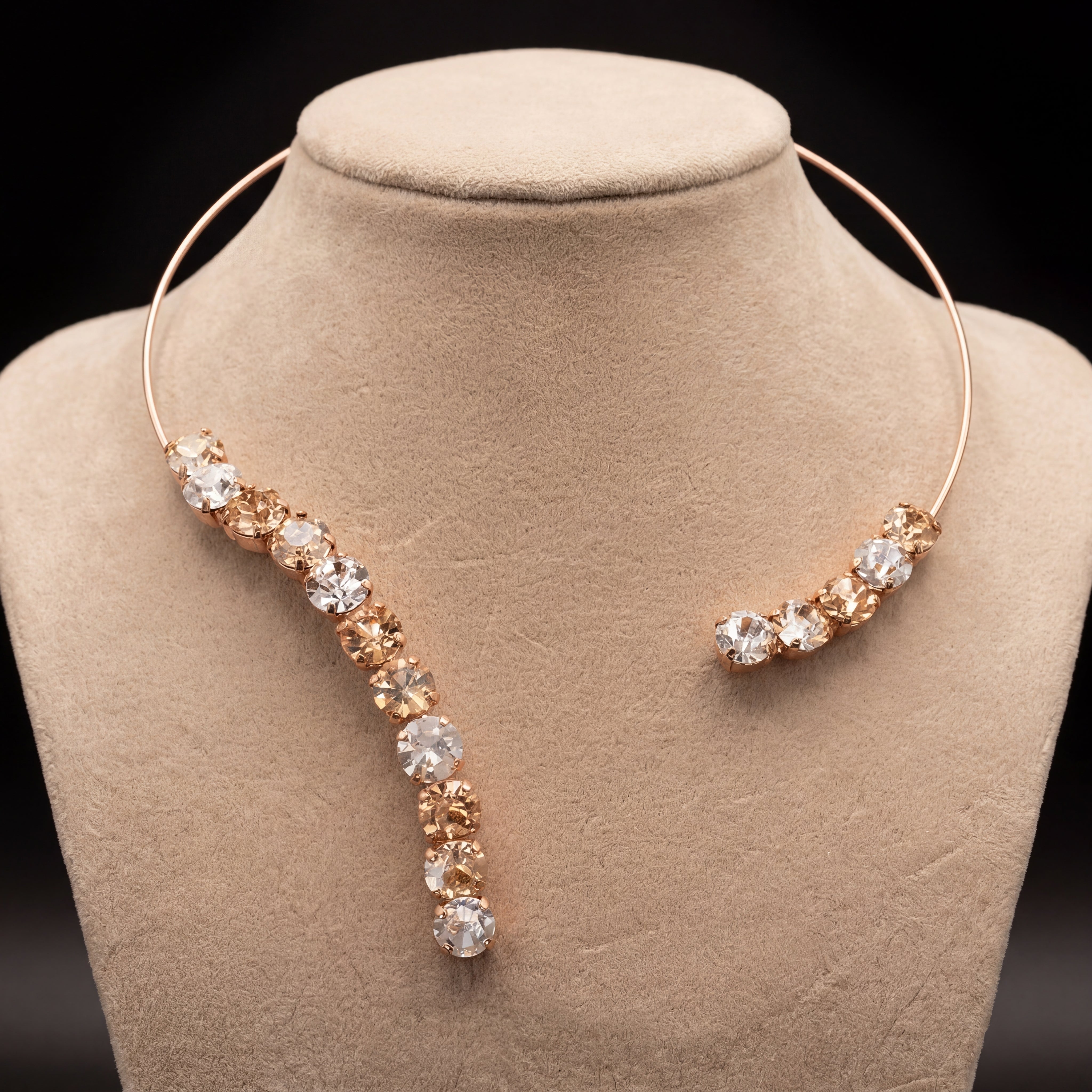 Freya collarino - Oro Rosa - CRYSTAL + GOLD + PESCA CHIARO