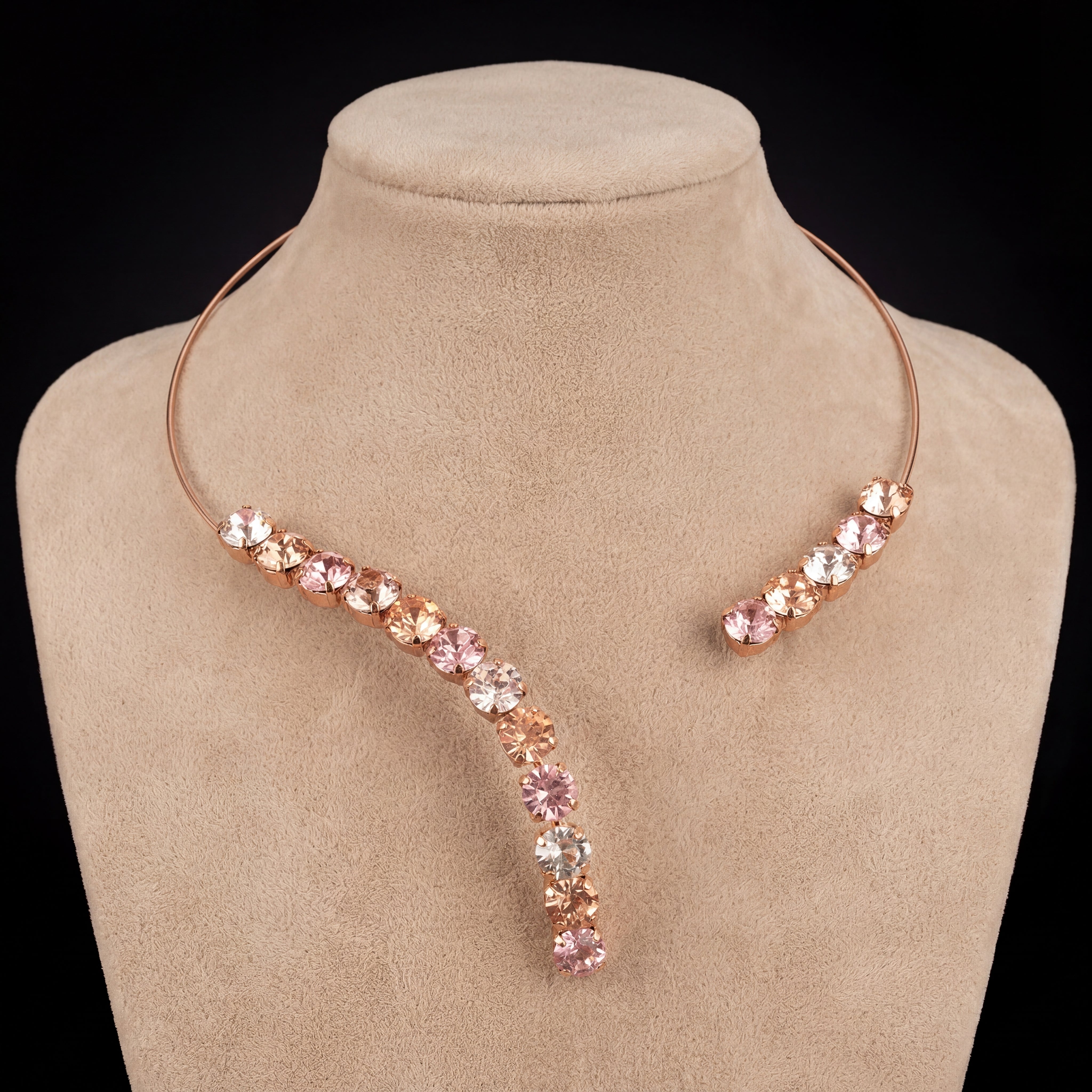Freya collarino - Oro Rosa - CRYSTAL + PESCA CHIARO + ROSA CHIARO