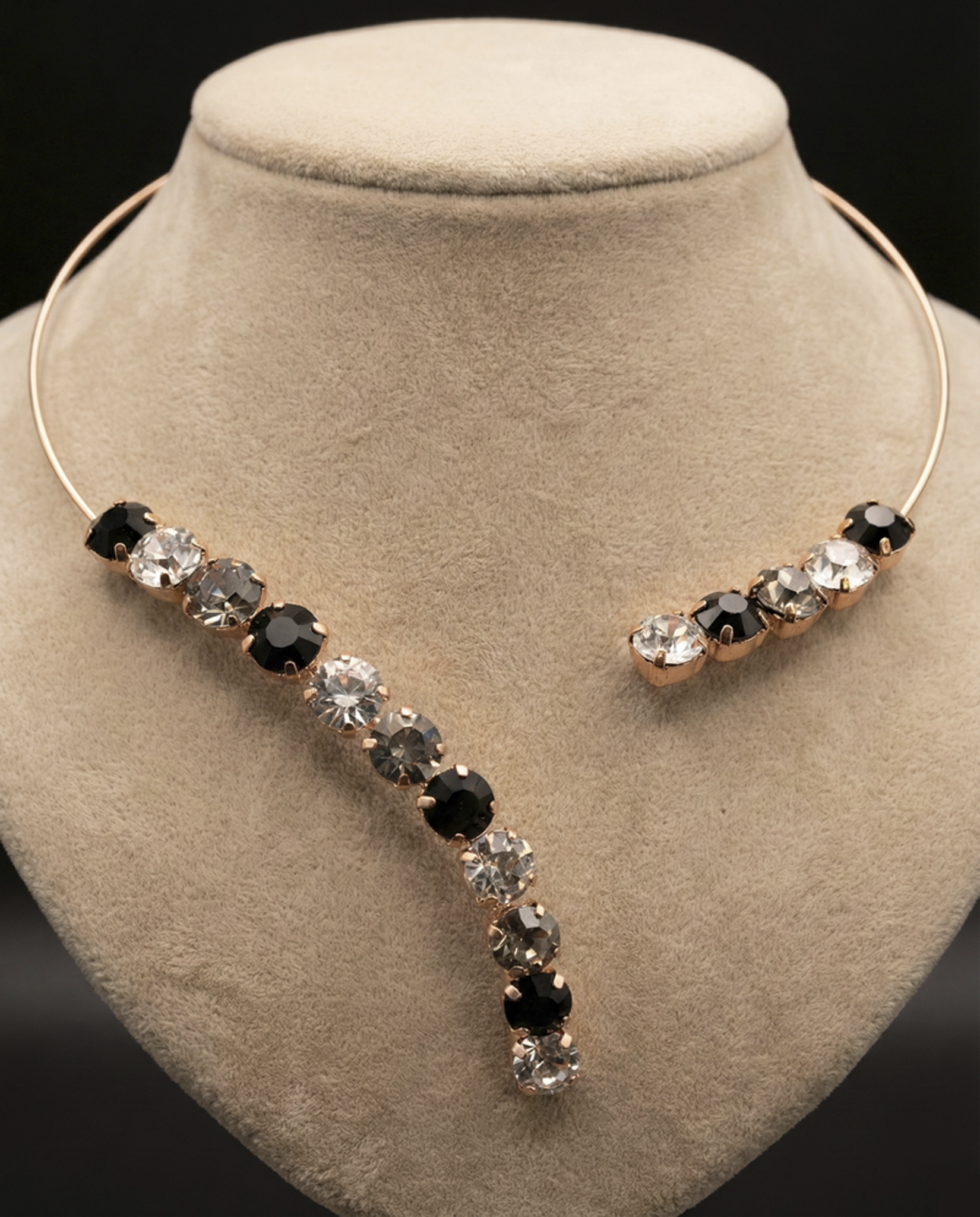 Freya collarino - Oro Rosa - CRYSTAL, GRIGIO, NERO
