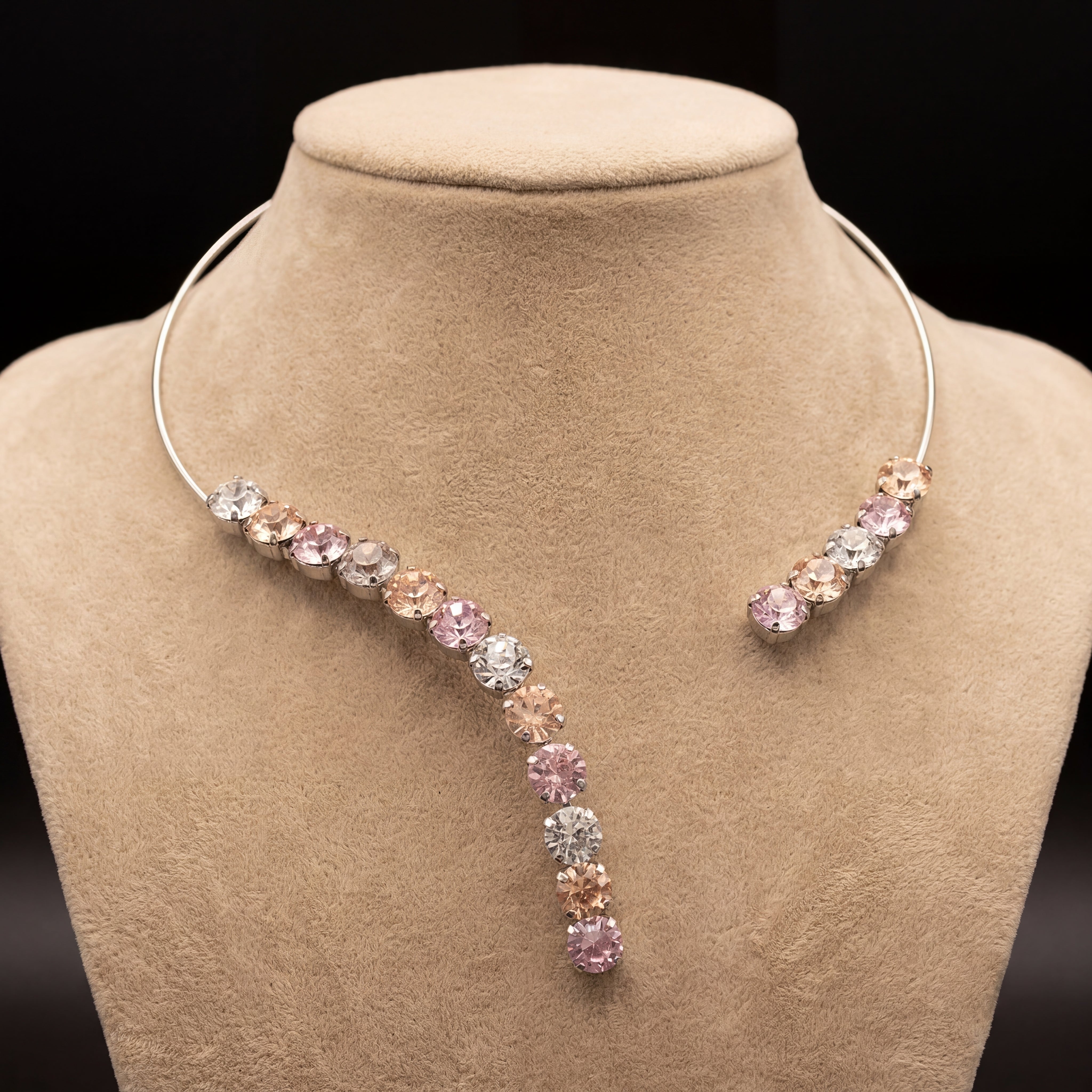 Freya collarino - Argento - CRYSTAL + PESCA CHIARO + ROSA CHIARO