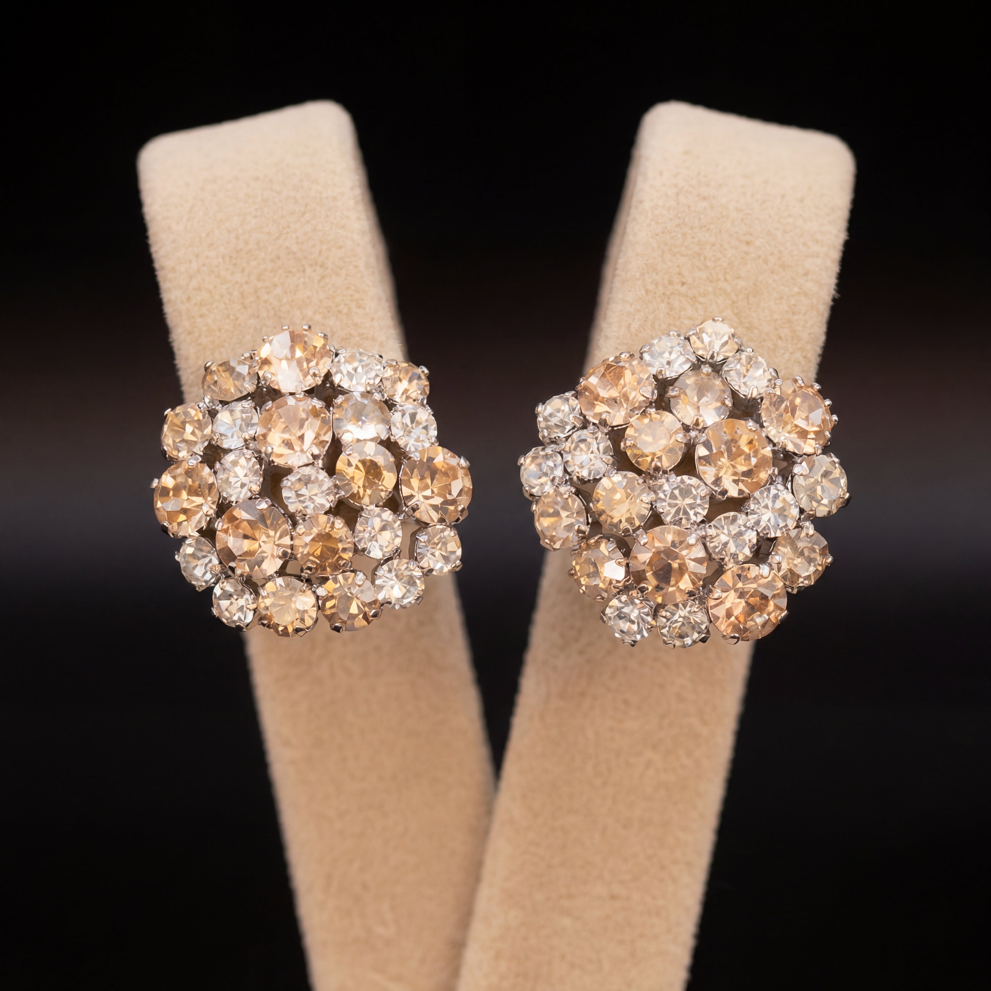 Freya orecchini - Argento - Gold Crystal Pesca Chiaro
