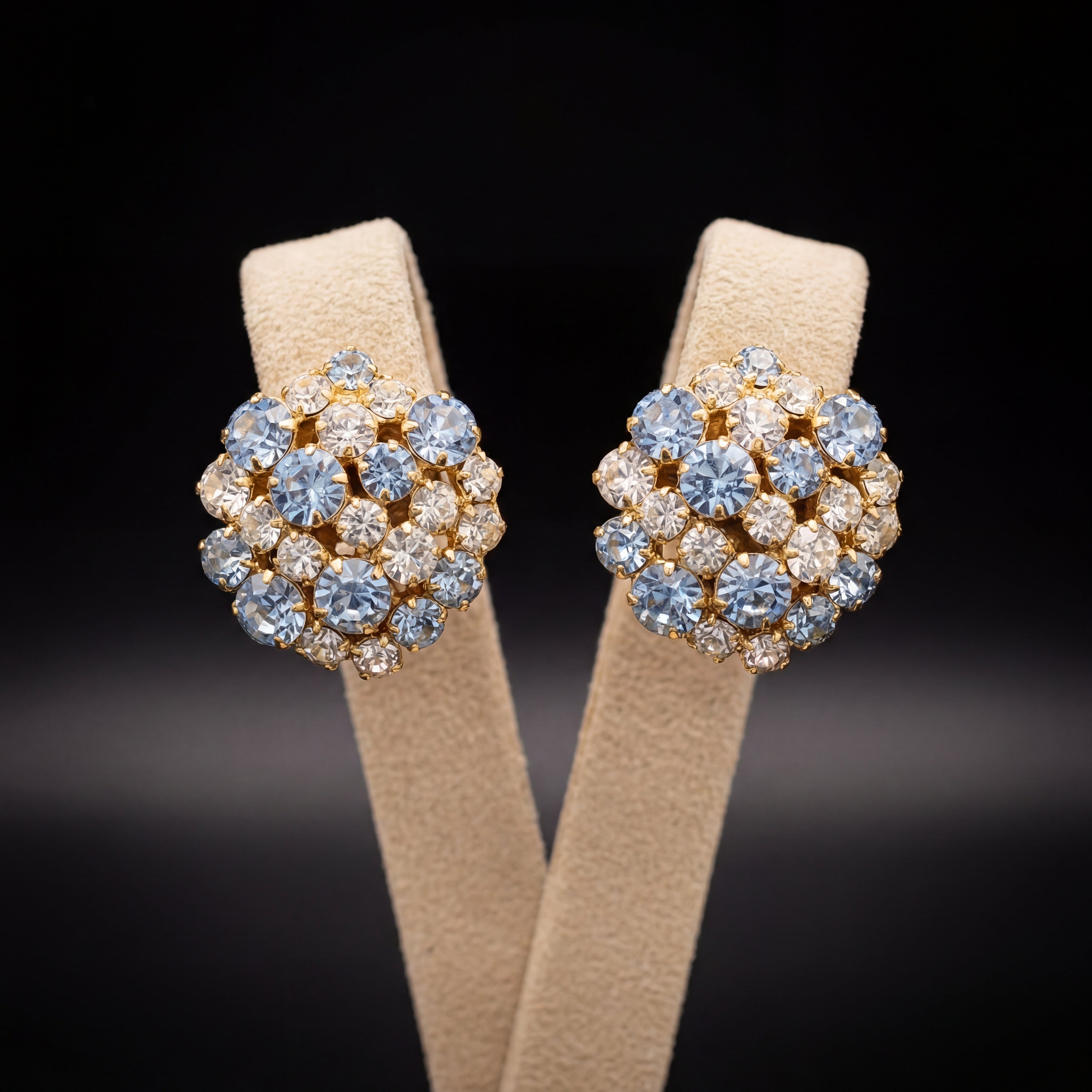 Freya orecchini - Oro Giallo - Azzurro Polvere Crystal