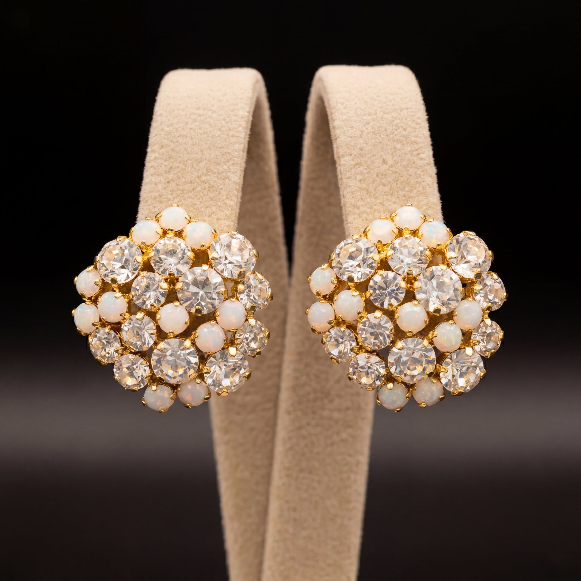 Freya orecchini - Oro Giallo - Bianco Opale Crystal