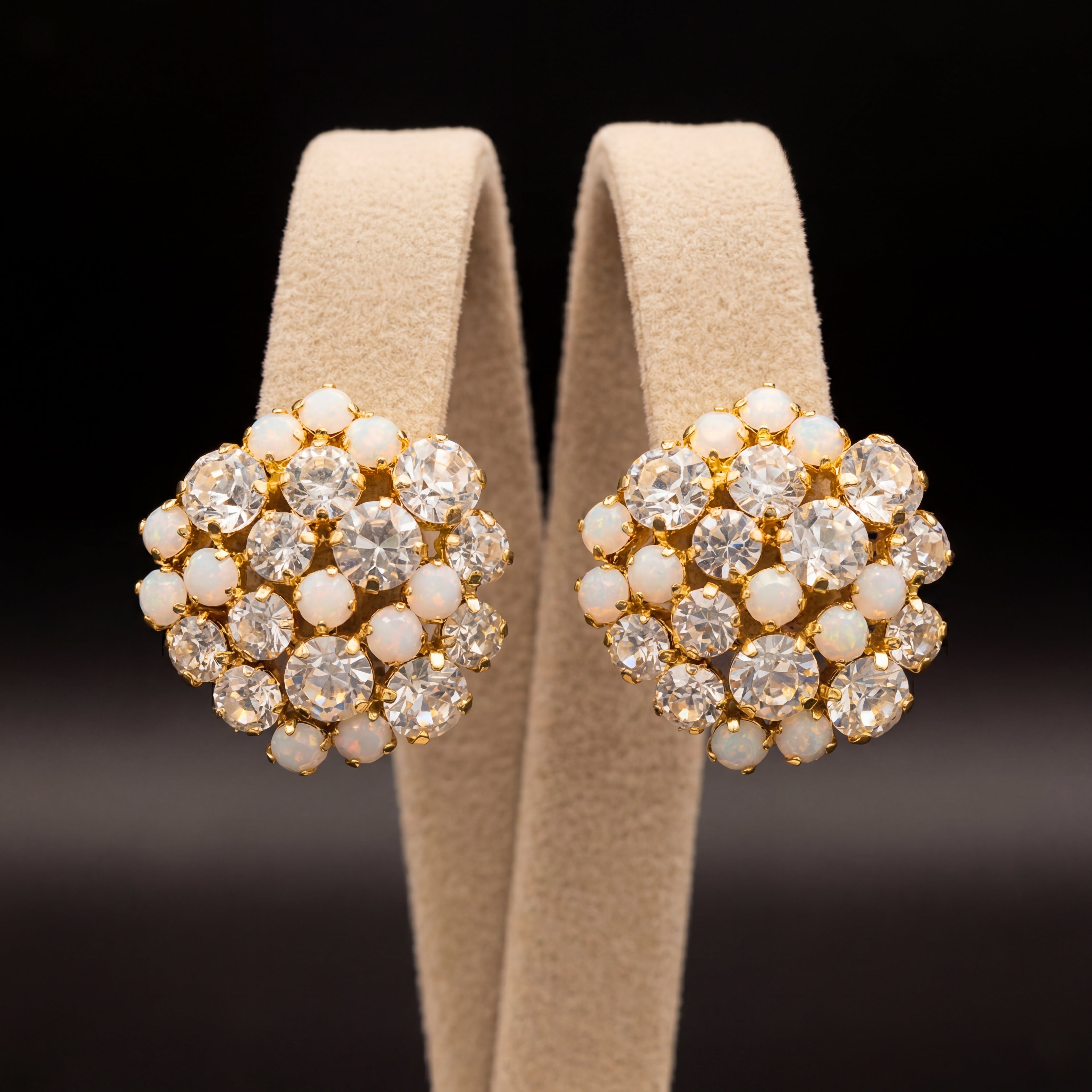 Freya orecchini - Oro Giallo - Bianco Opale Crystal