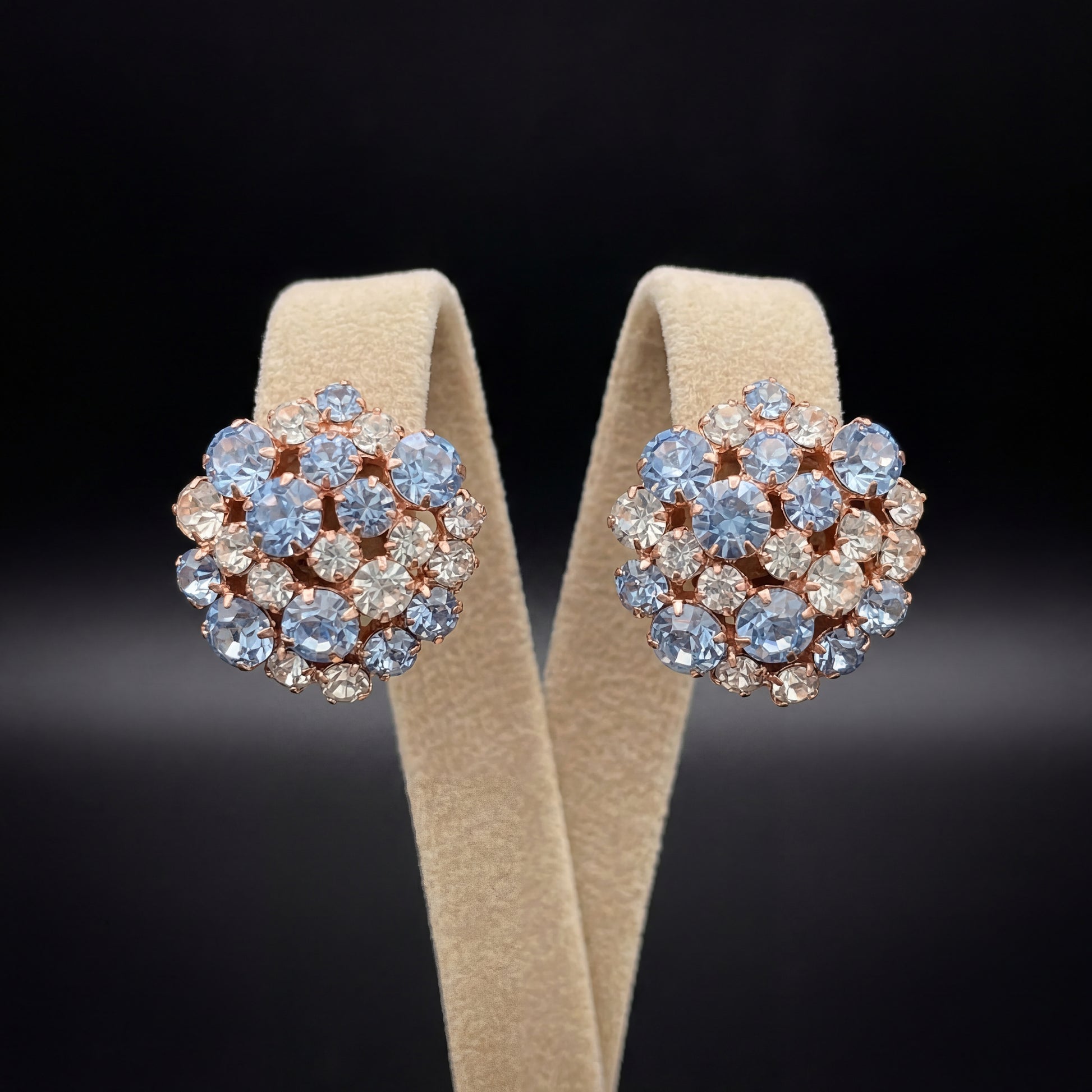 Freya orecchini - Oro Rosa - Azzurro Polvere Crystal